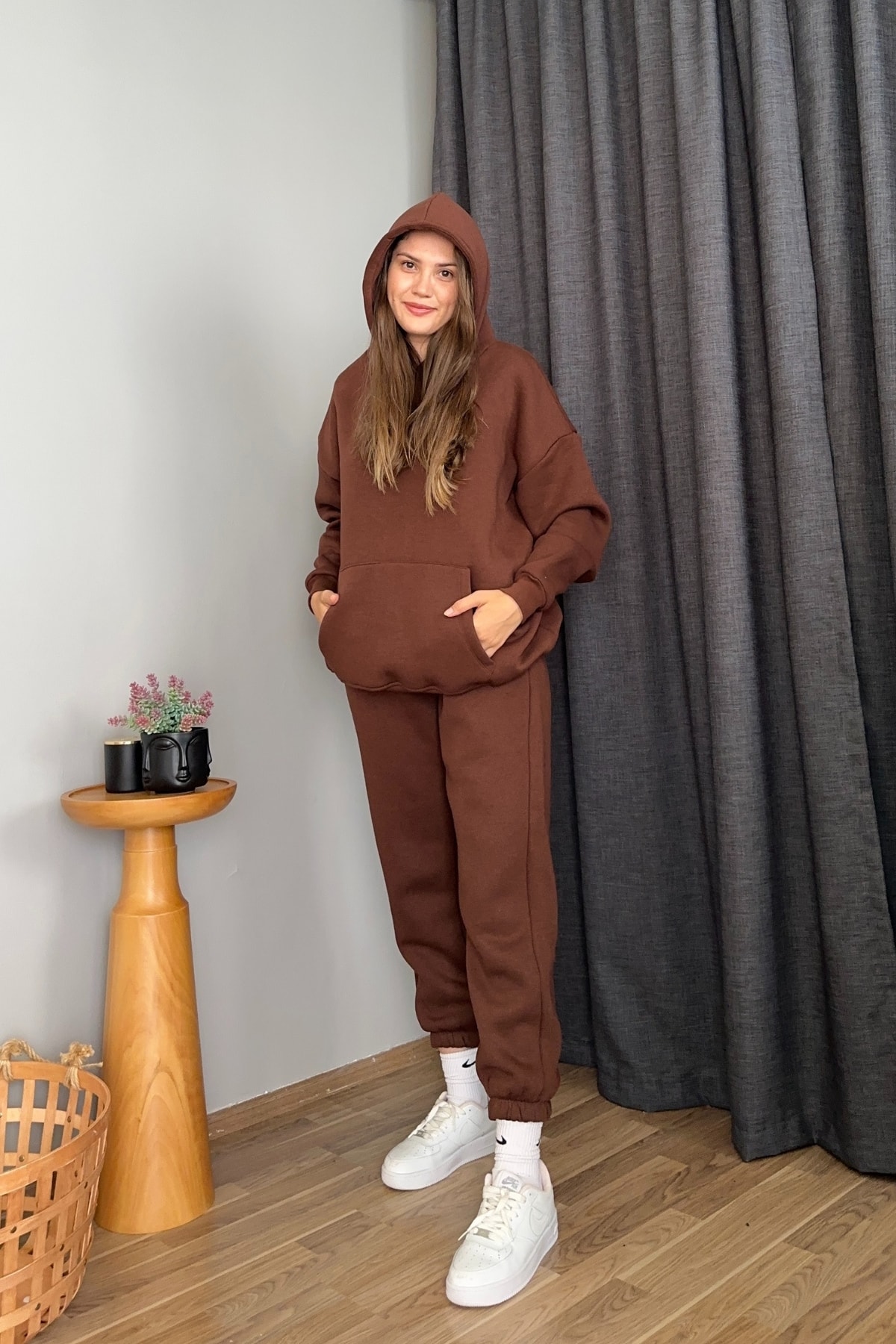 Kapüşonlu Oversize Basic Eşofman Takım 
