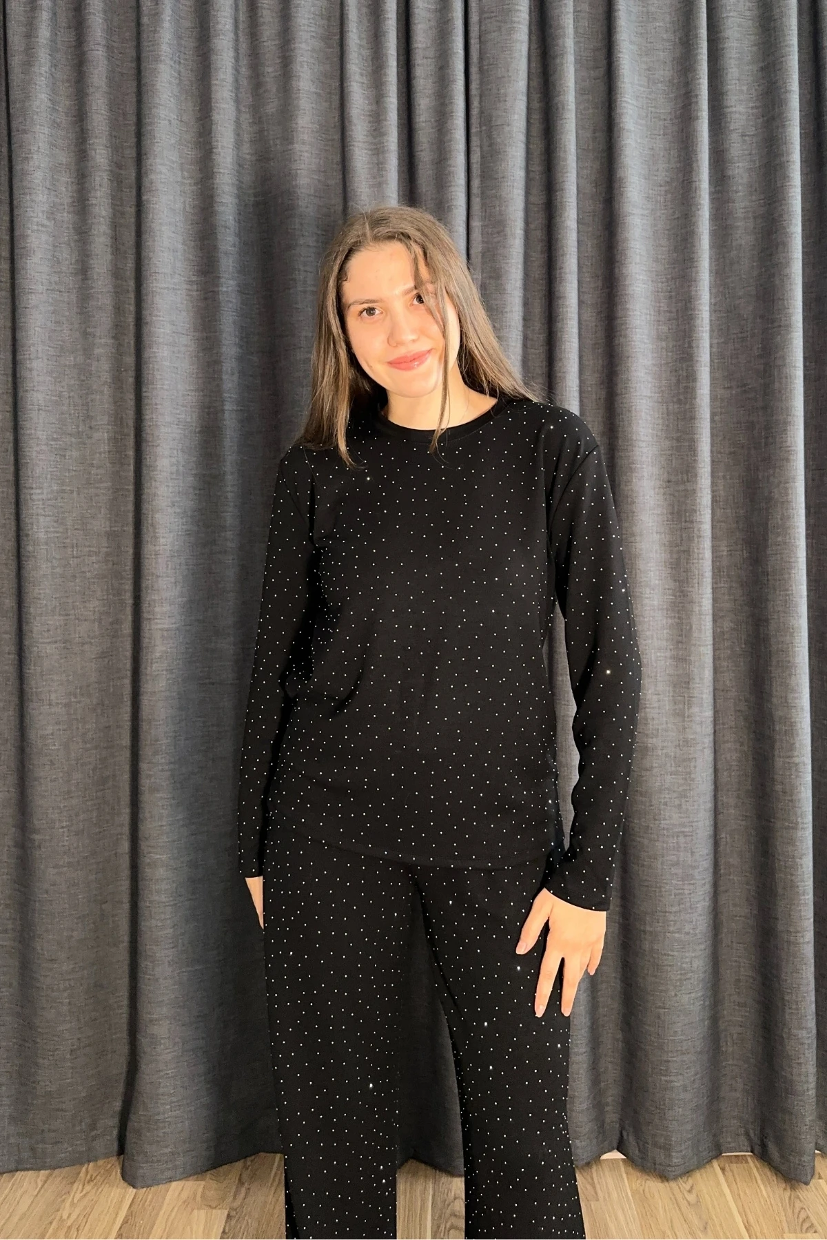 Taşlı Bisiklet Yaka İkili Modal Takım