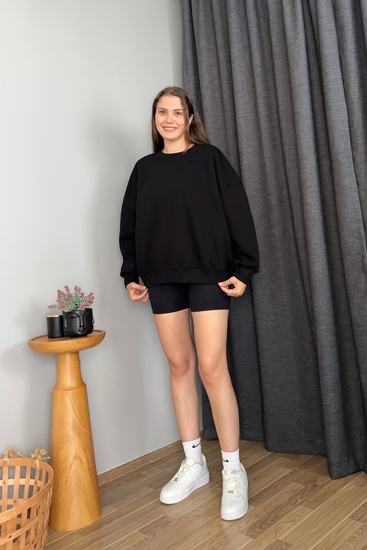 Bisiklet Yaka Oversize Sweatshirt