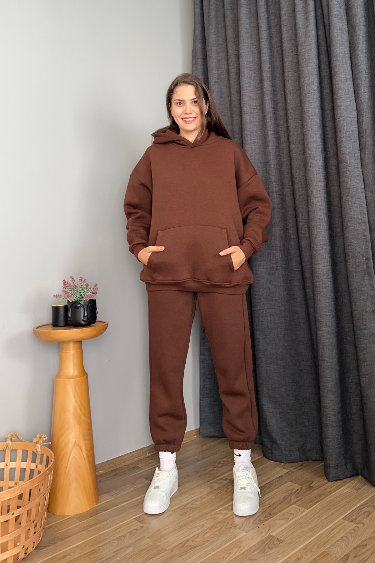 Kapüşonlu Oversize Basic Eşofman Takım 