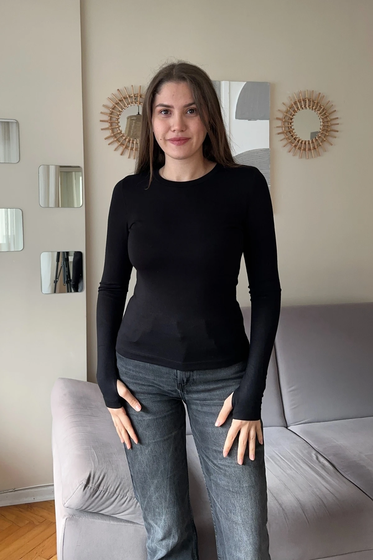 Bisiklet Yaka Parmak Geçmeli Basic Oysho Bluz