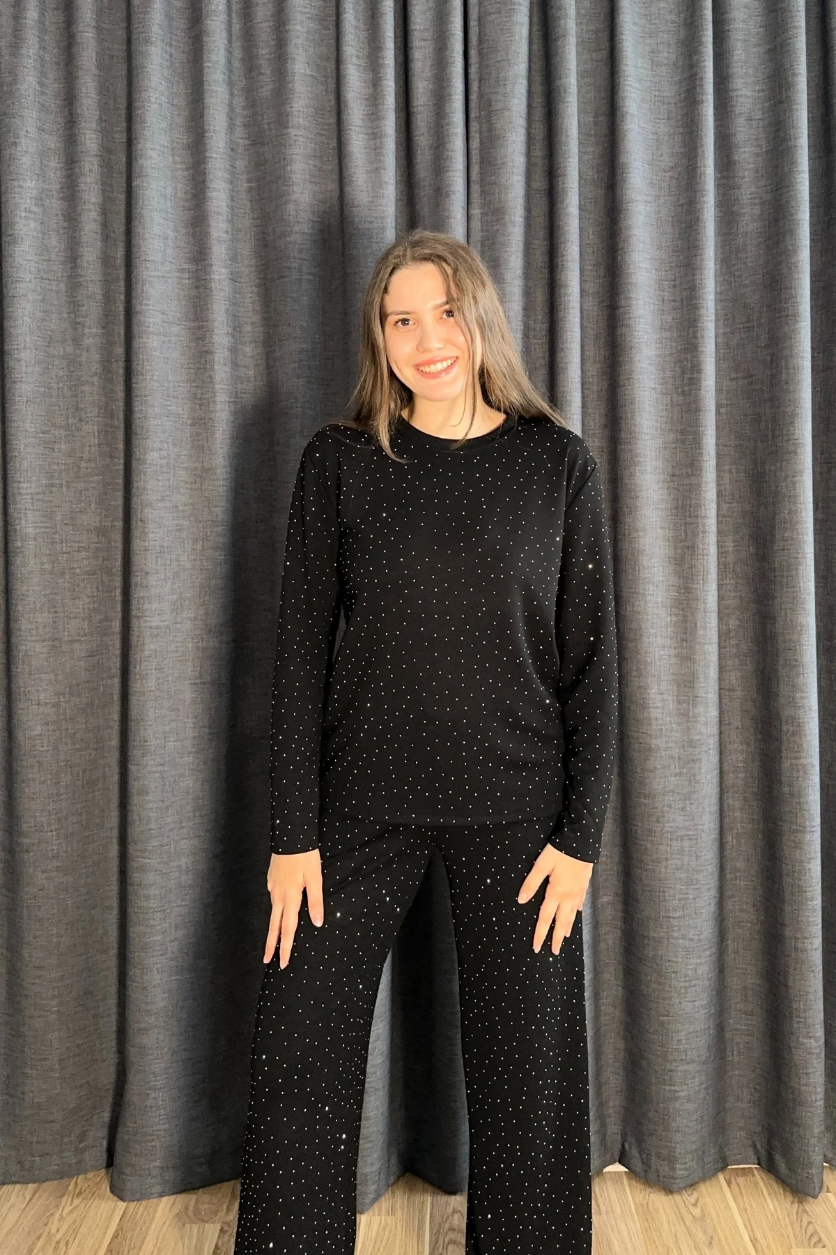 Taşlı Bisiklet Yaka İkili Modal Takım