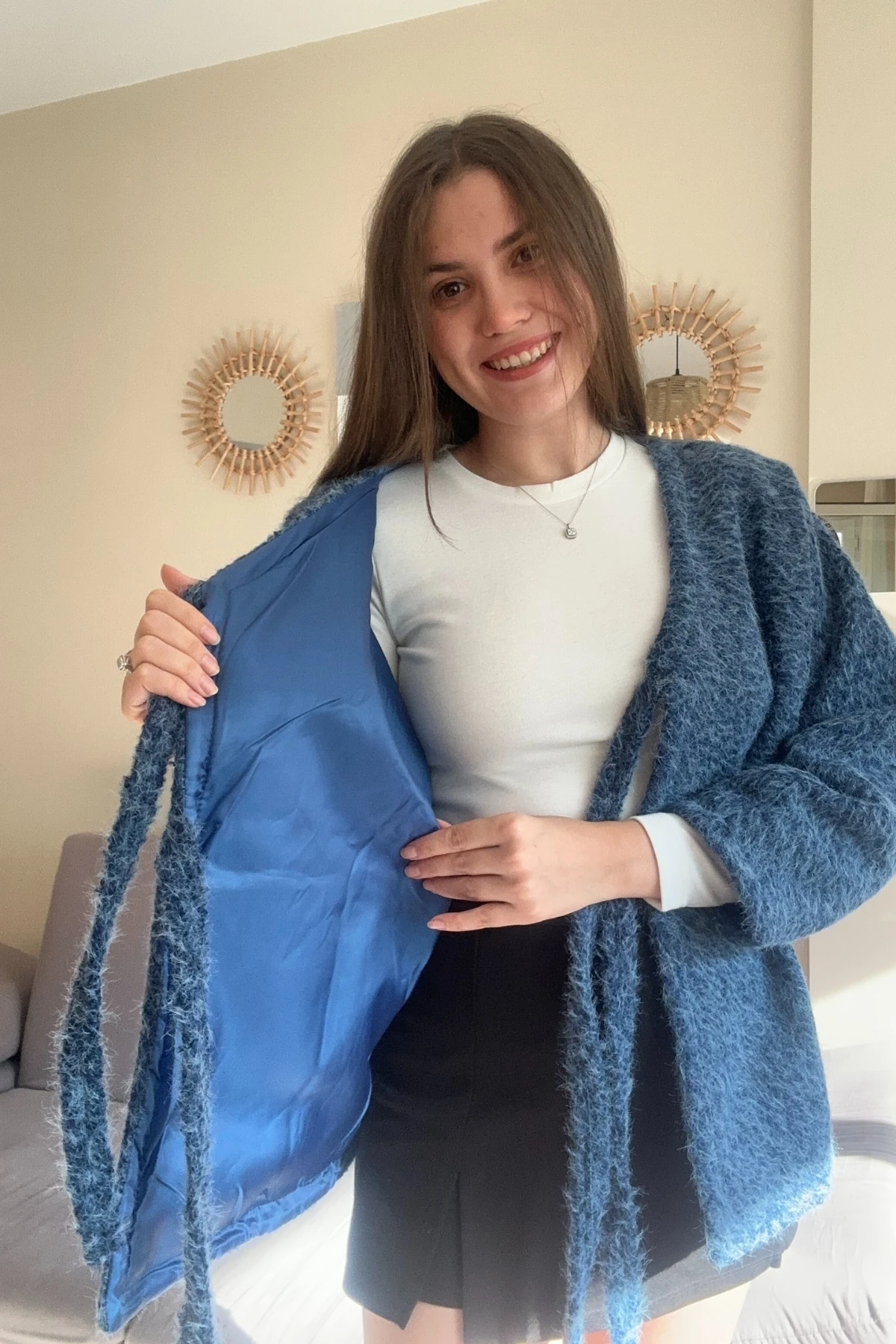 Önü Bağlamalı Sakallı Kaşe Astarlı Ceket