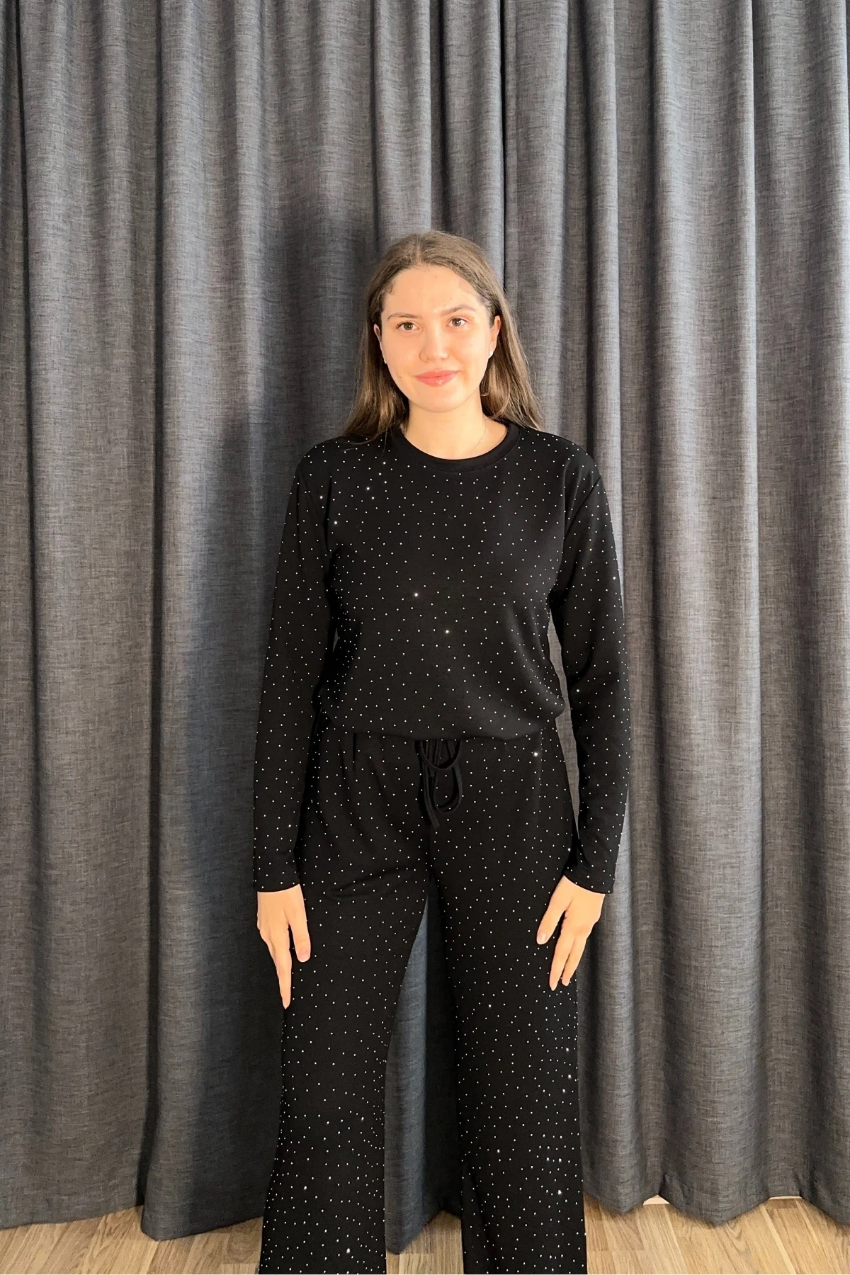 Taşlı Bisiklet Yaka İkili Modal Takım