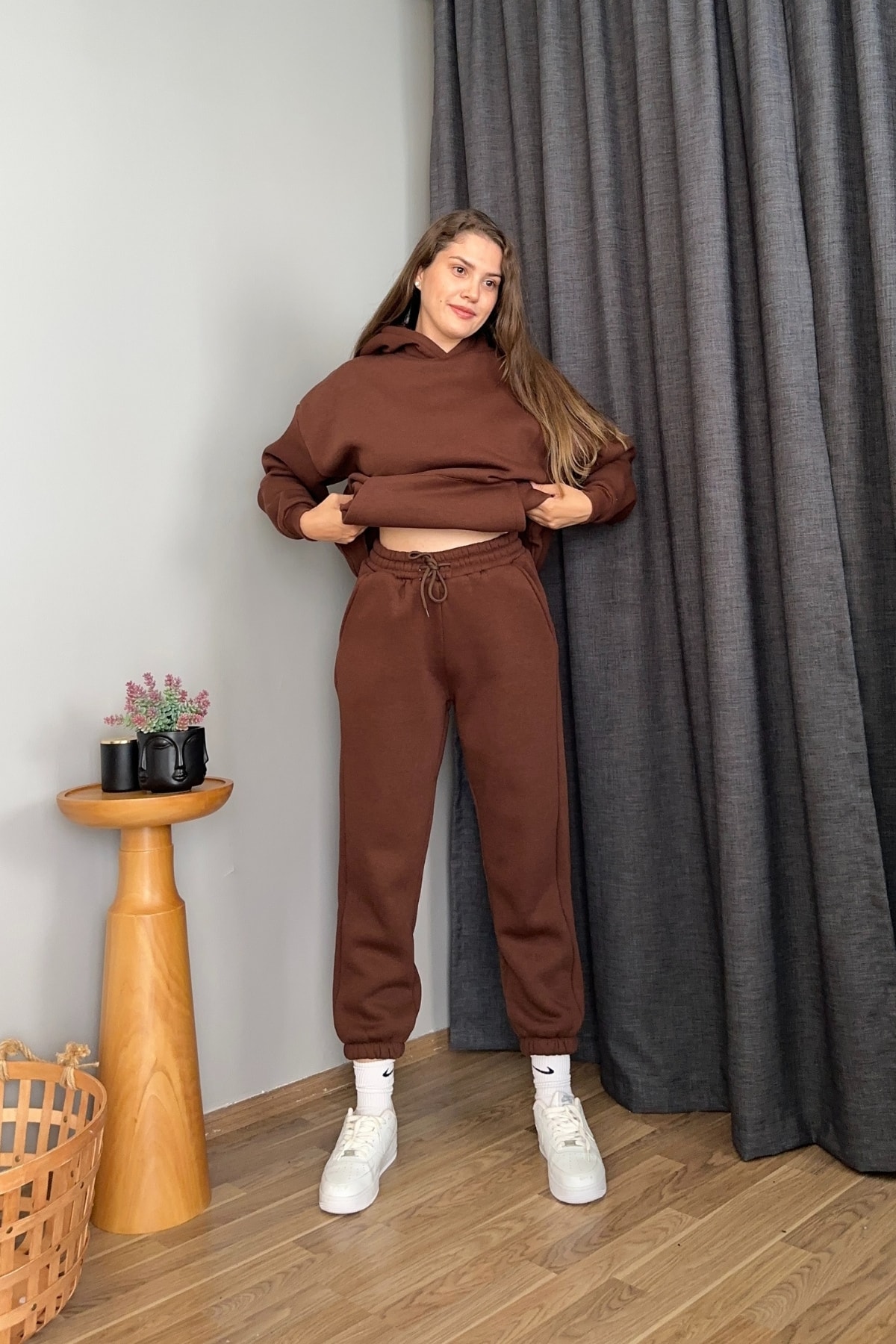 Kapüşonlu Oversize Basic Eşofman Takım 
