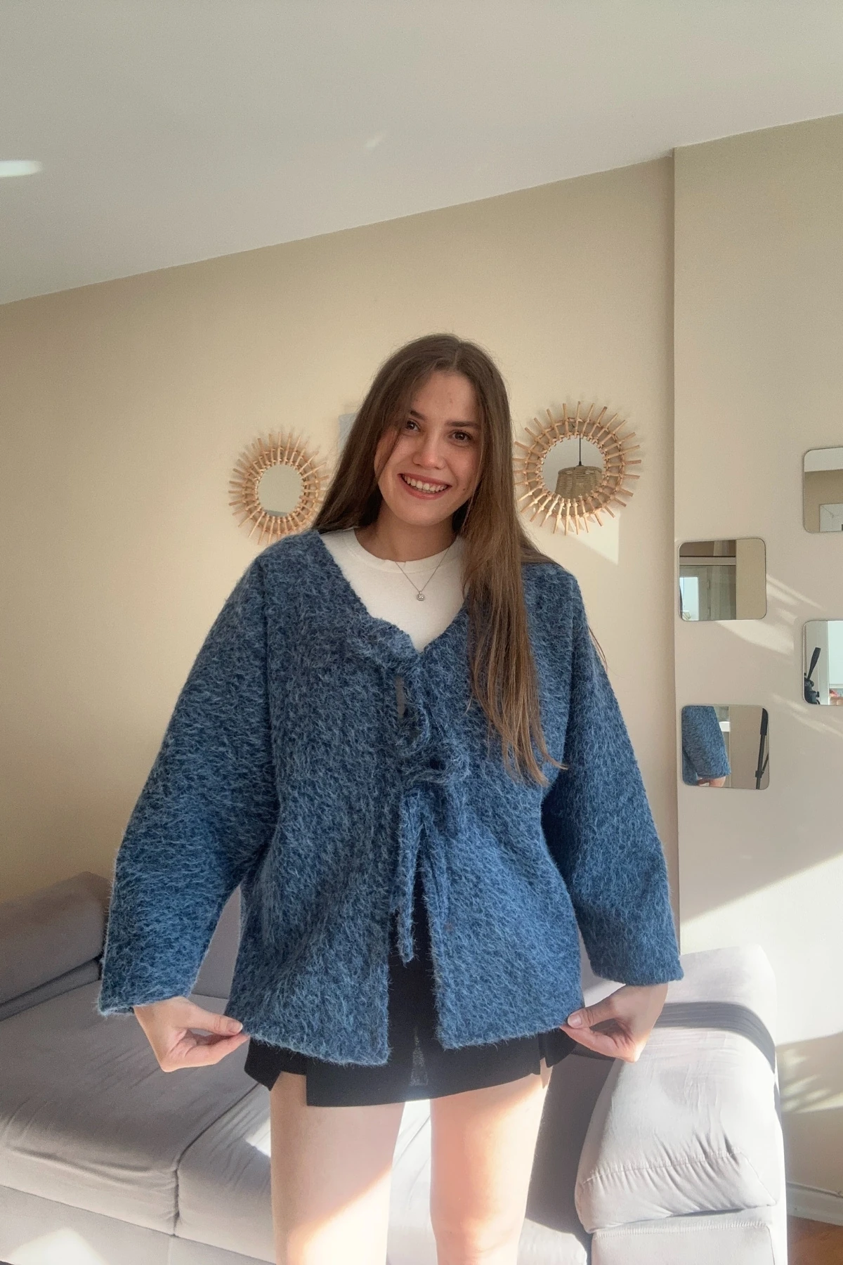 Önü Bağlamalı Sakallı Kaşe Astarlı Ceket