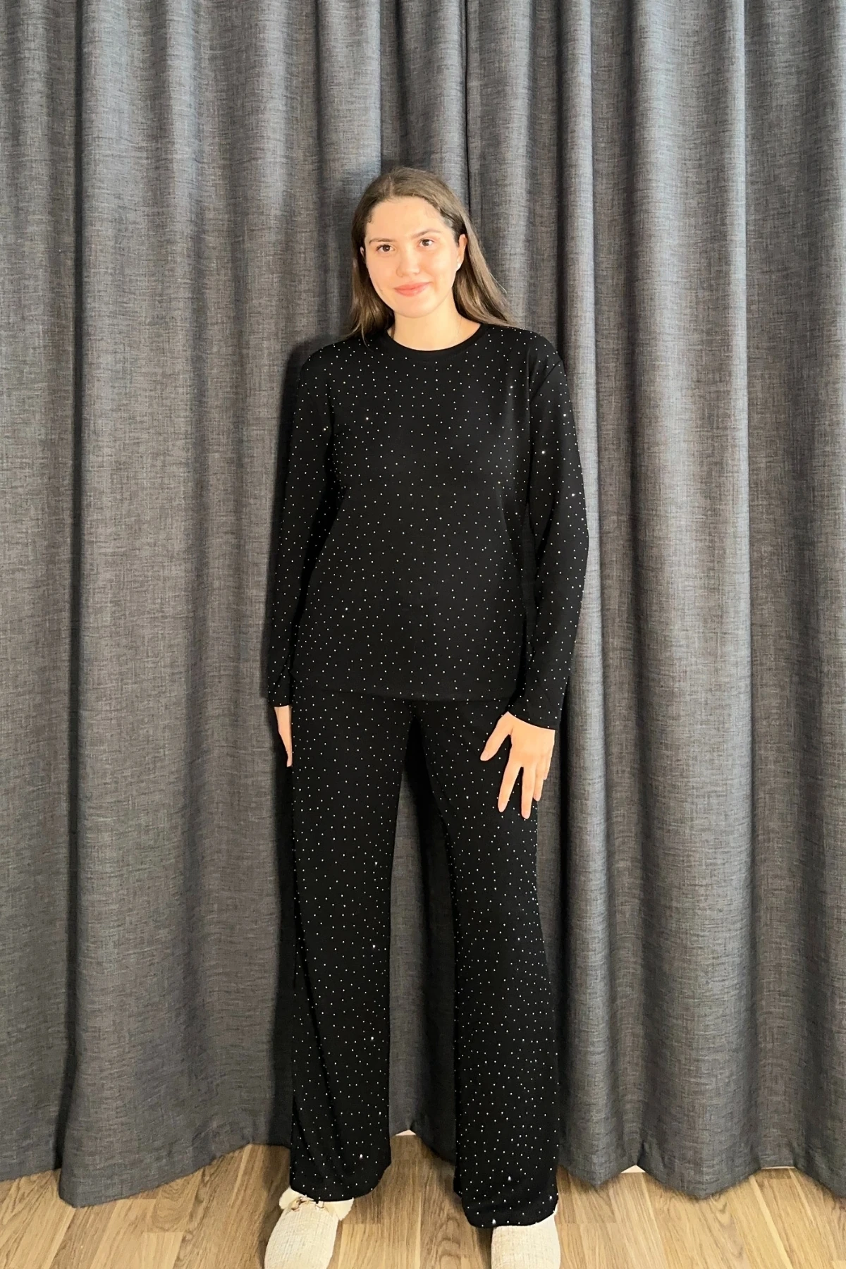 Taşlı Bisiklet Yaka İkili Modal Takım