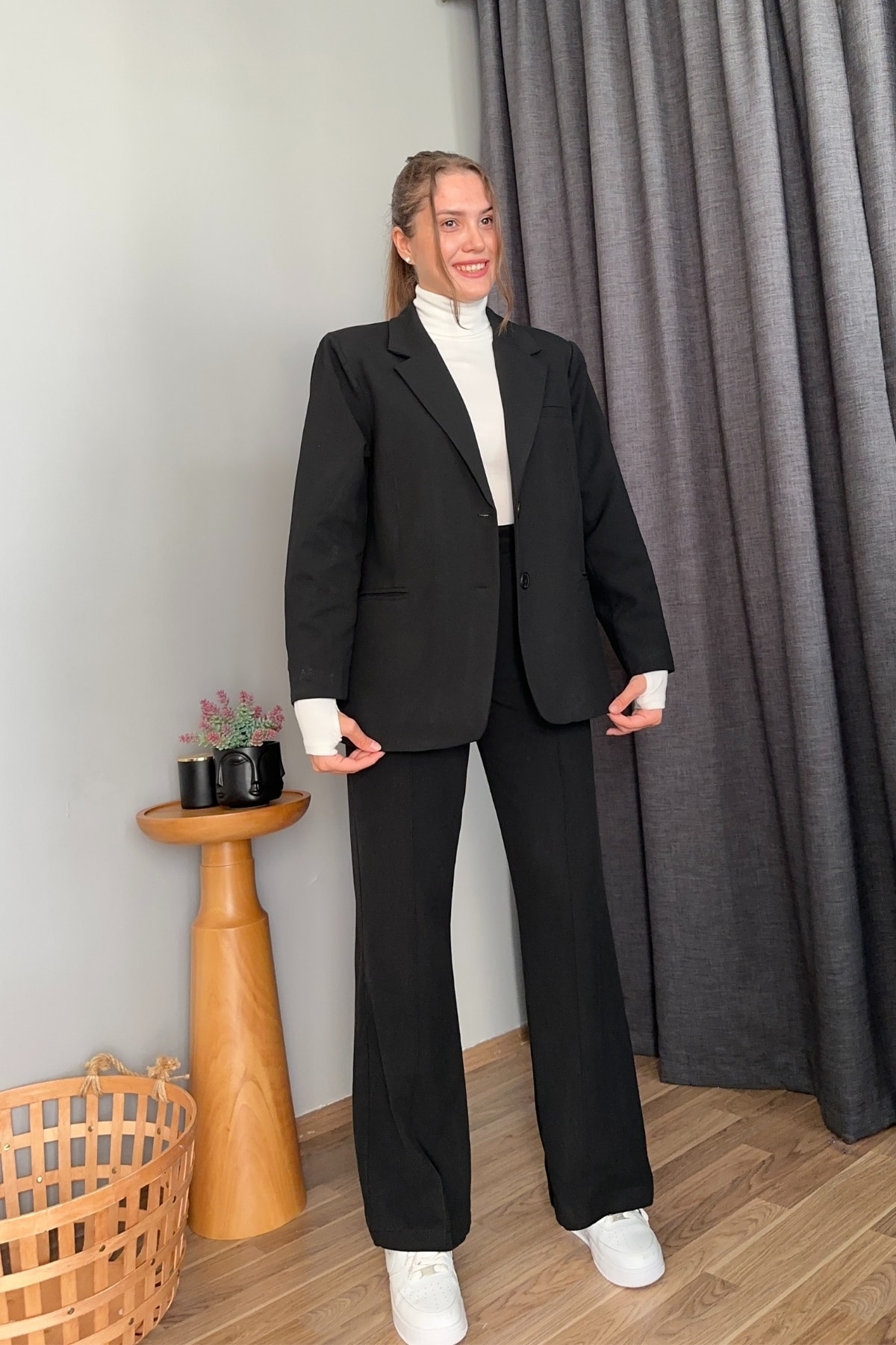 Oversize Premium Blazer Ceket - Siyah
