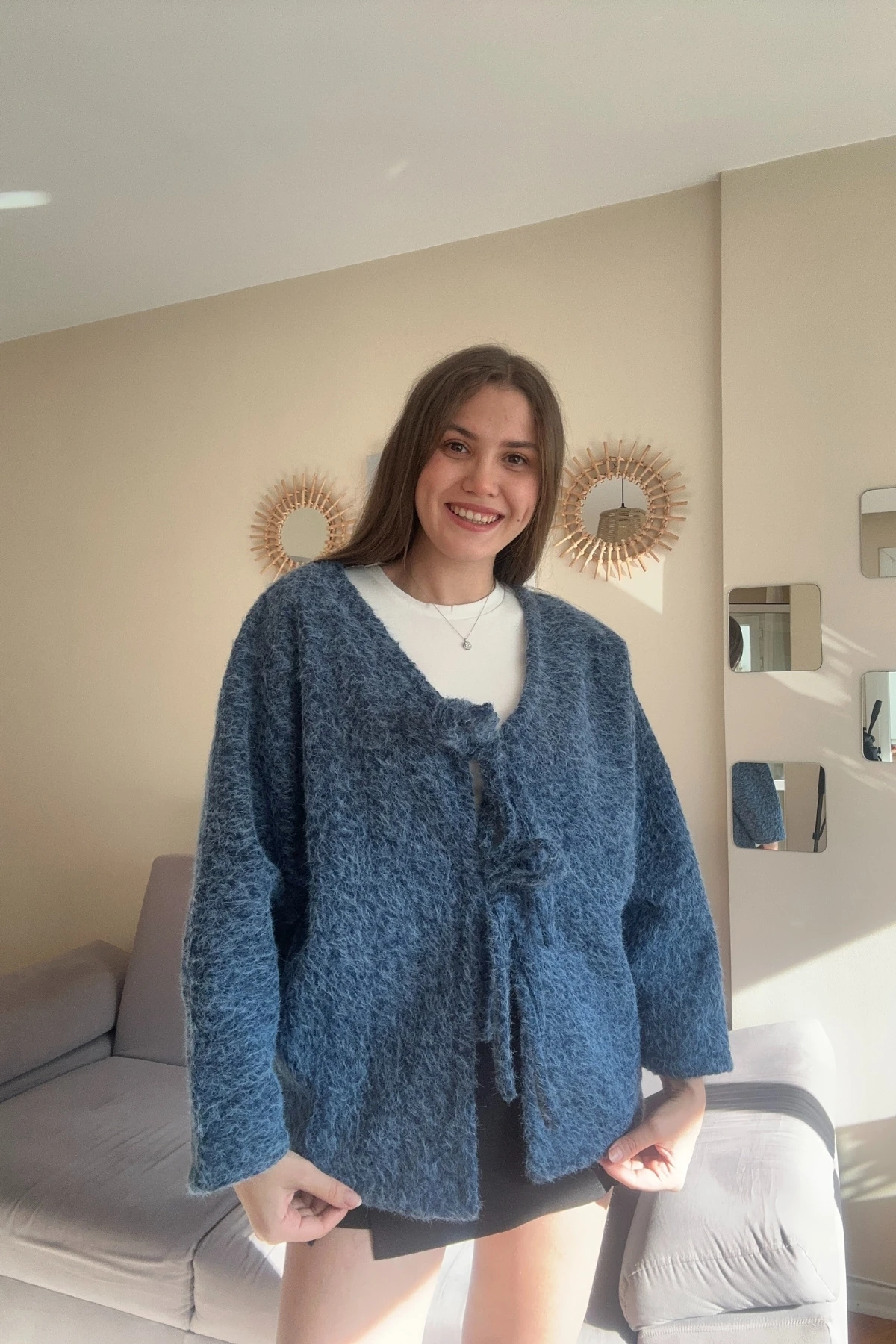 Önü Bağlamalı Sakallı Kaşe Astarlı Ceket