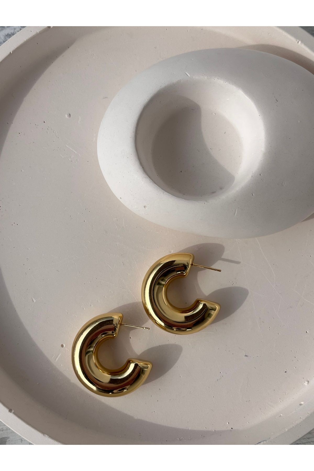 Paslanmaz Solmaz Çelik Pinterest Yarım Halka Gold Antialerjenik Küpe