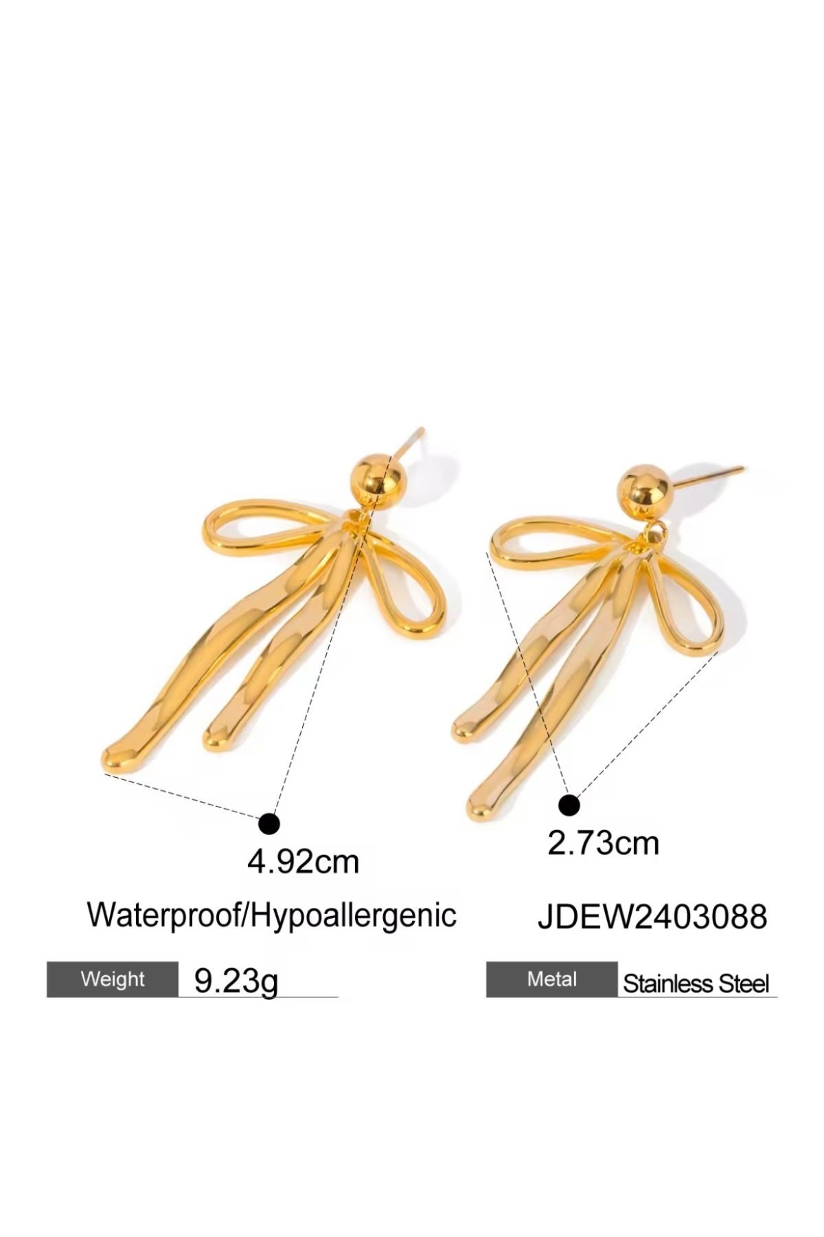 Paslanmaz Çelik Gold Antialerjenik Kurdele Model Küpe