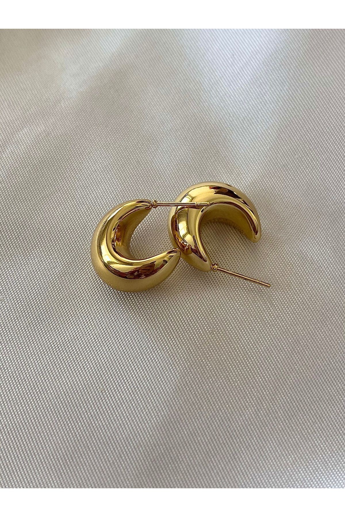 Paslanmaz Çelik Gold Hilal Model Antialerjenik Küpe