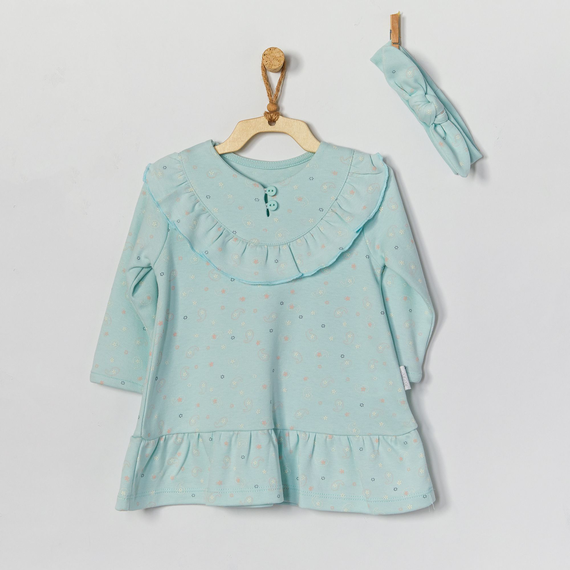 BEBEK ELBİSE TAKIM DRESS HEADBAND SET HOME SWEET HOME