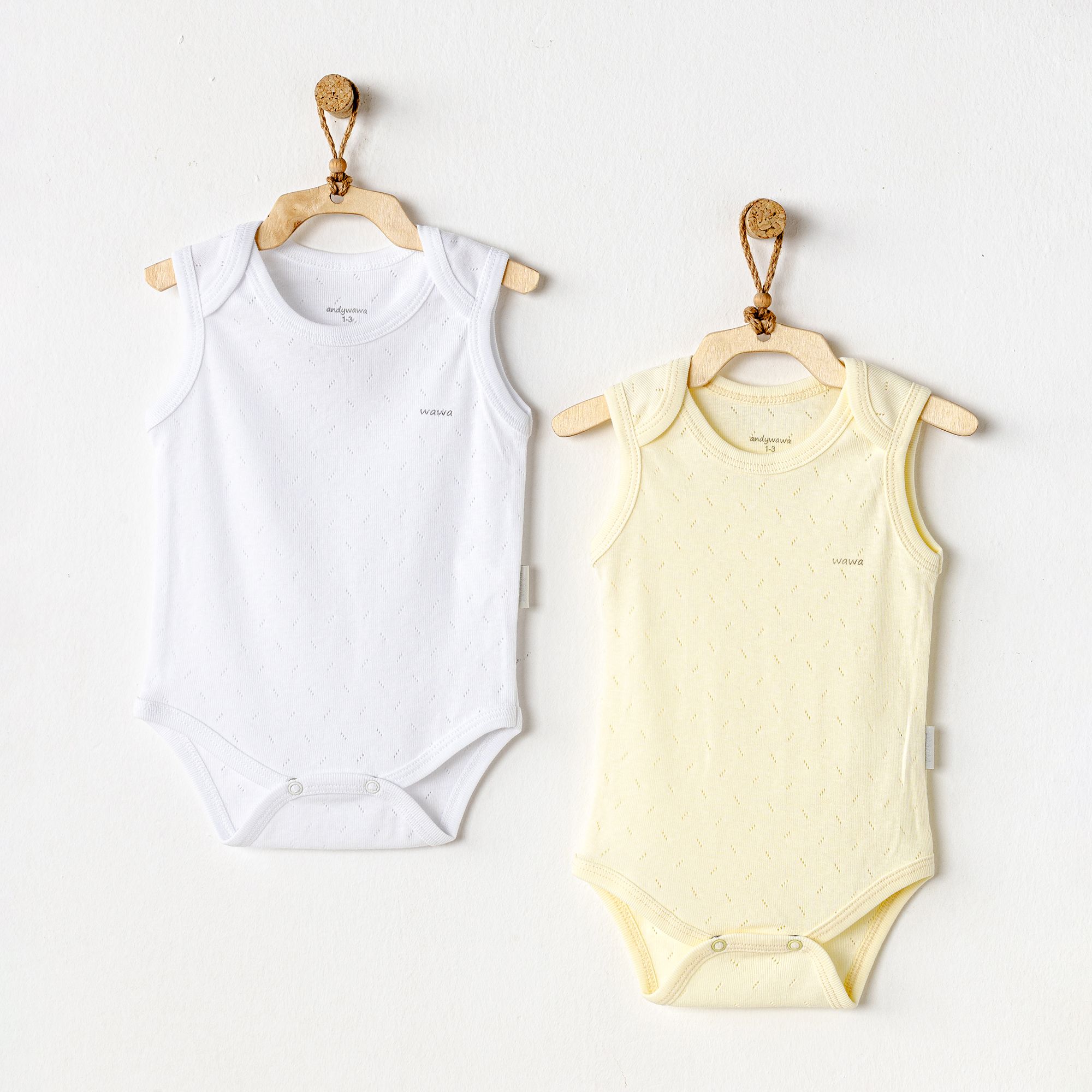 BEBEK BODY 2 PCS BODY SLEEVELESS JACQUARD BASIC - YELLOW WHITE