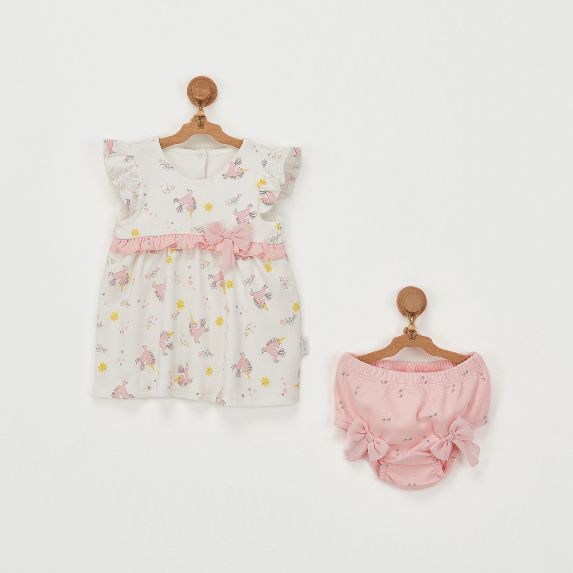 BEBEK ELBİSE TAKIM DRESS UNDERPANT SET UNICORN - ECRU