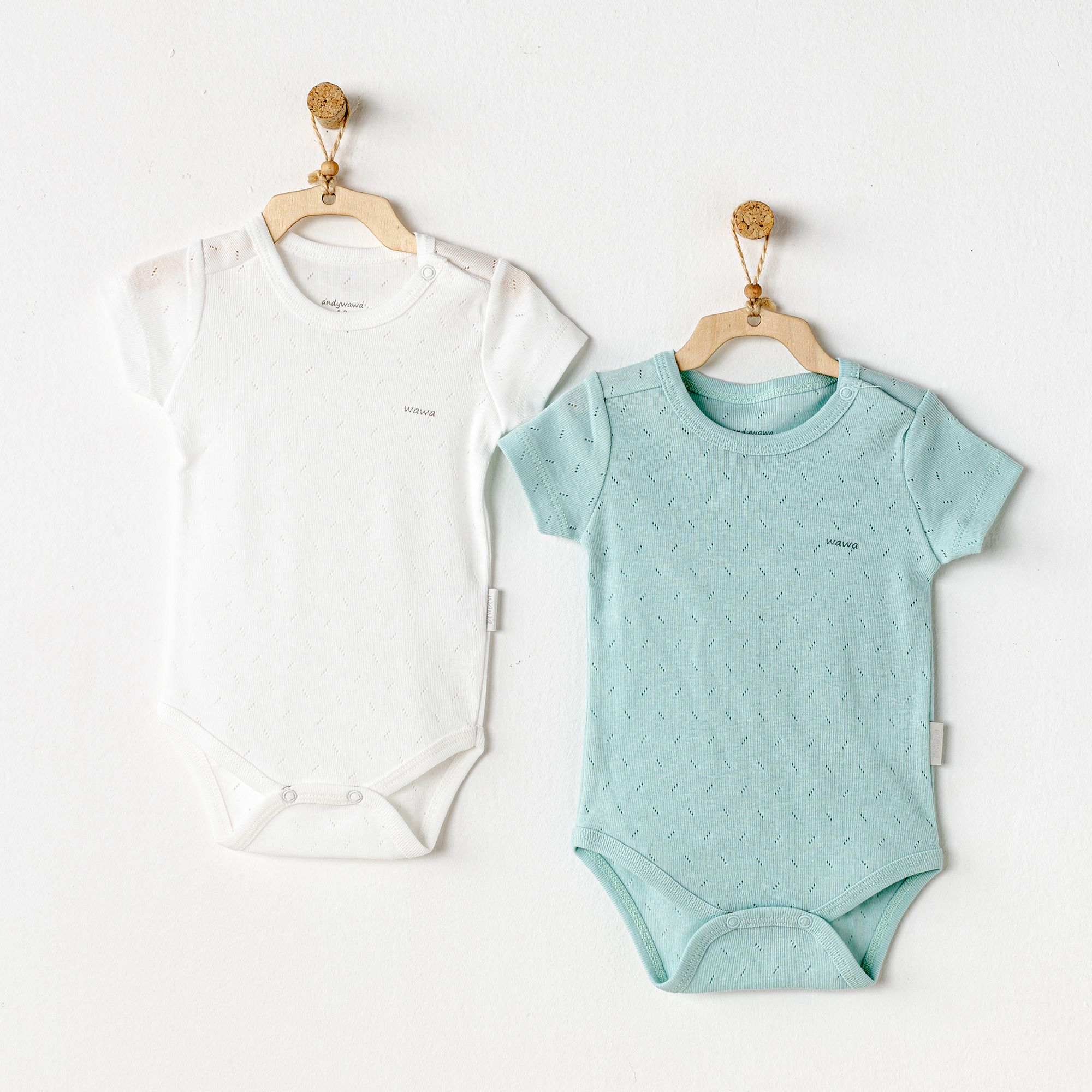 BEBEK BODY 2 PCS SHORT SLEEVE BODY JACQUARD BASIC - GREEN/WHITE