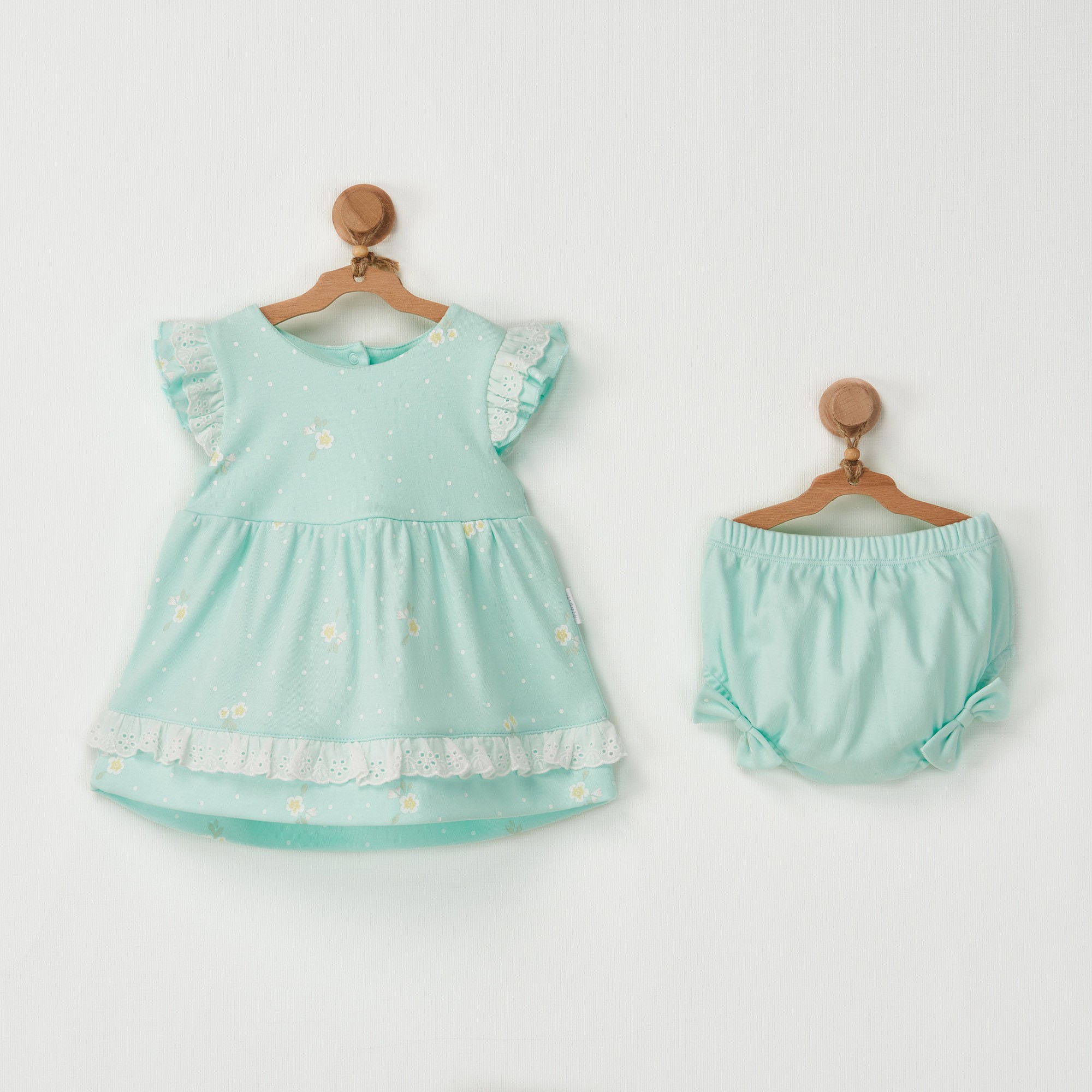 BEBEK ELBİSE TAKIM DRESS UNDERPANT SET SUMMER PARADISE - MINT