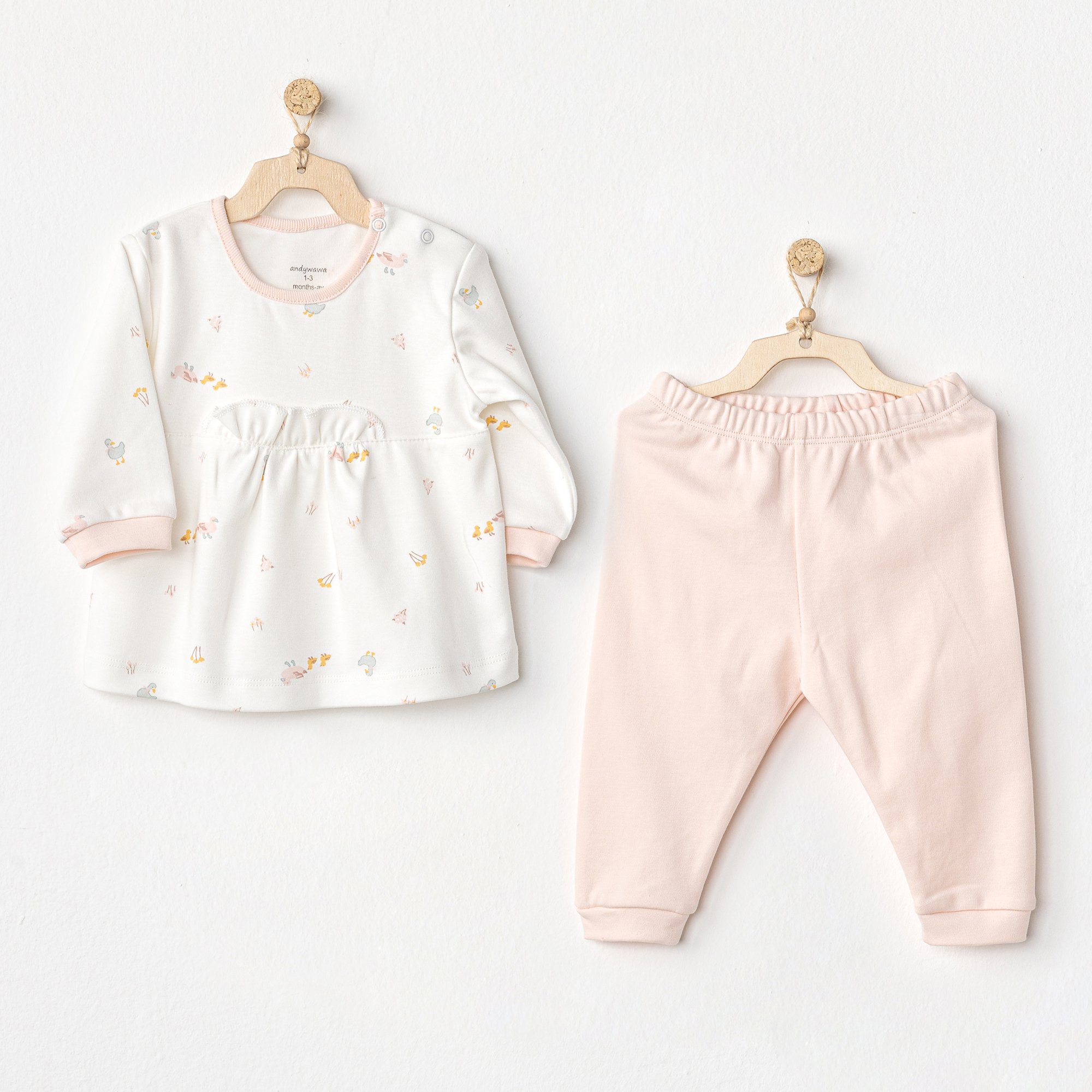 BEBEK TAKIM 2 PCS SET DUCK - ECRU/PINK