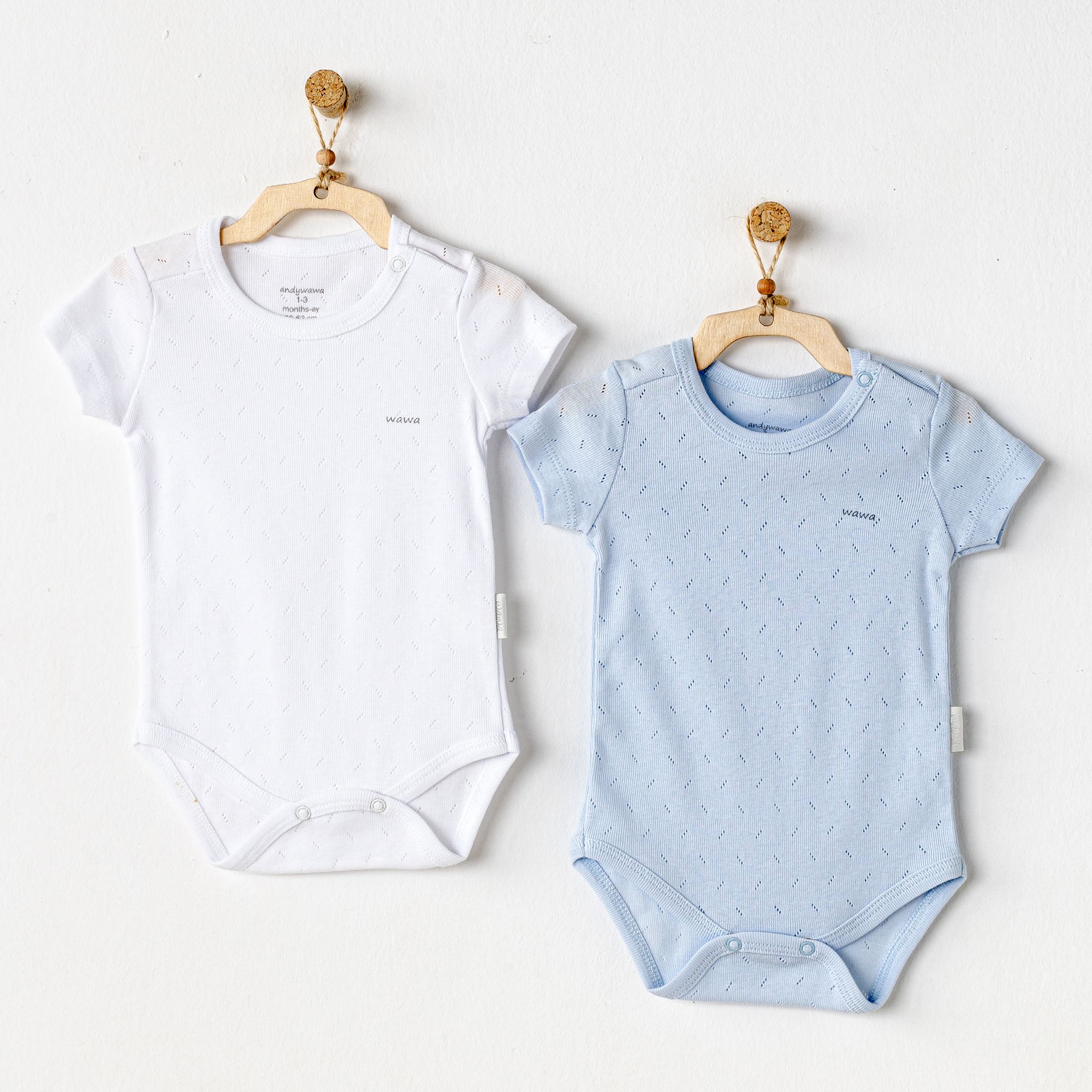 BEBEK BODY 2 PCS SHORT SLEEVE BODY JACQUARD BASIC - BLUE/WHITE