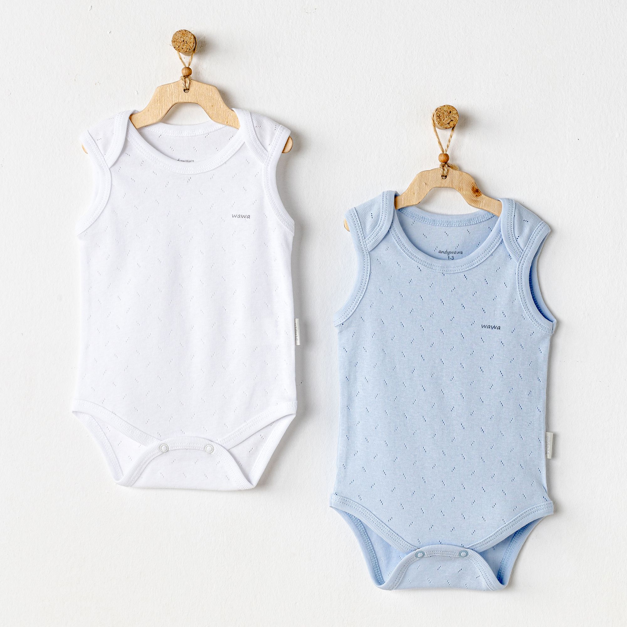BEBEK BODY 2 PCS BODY SLEEVELESS JACQUARD BASIC - BLUE/WHITE