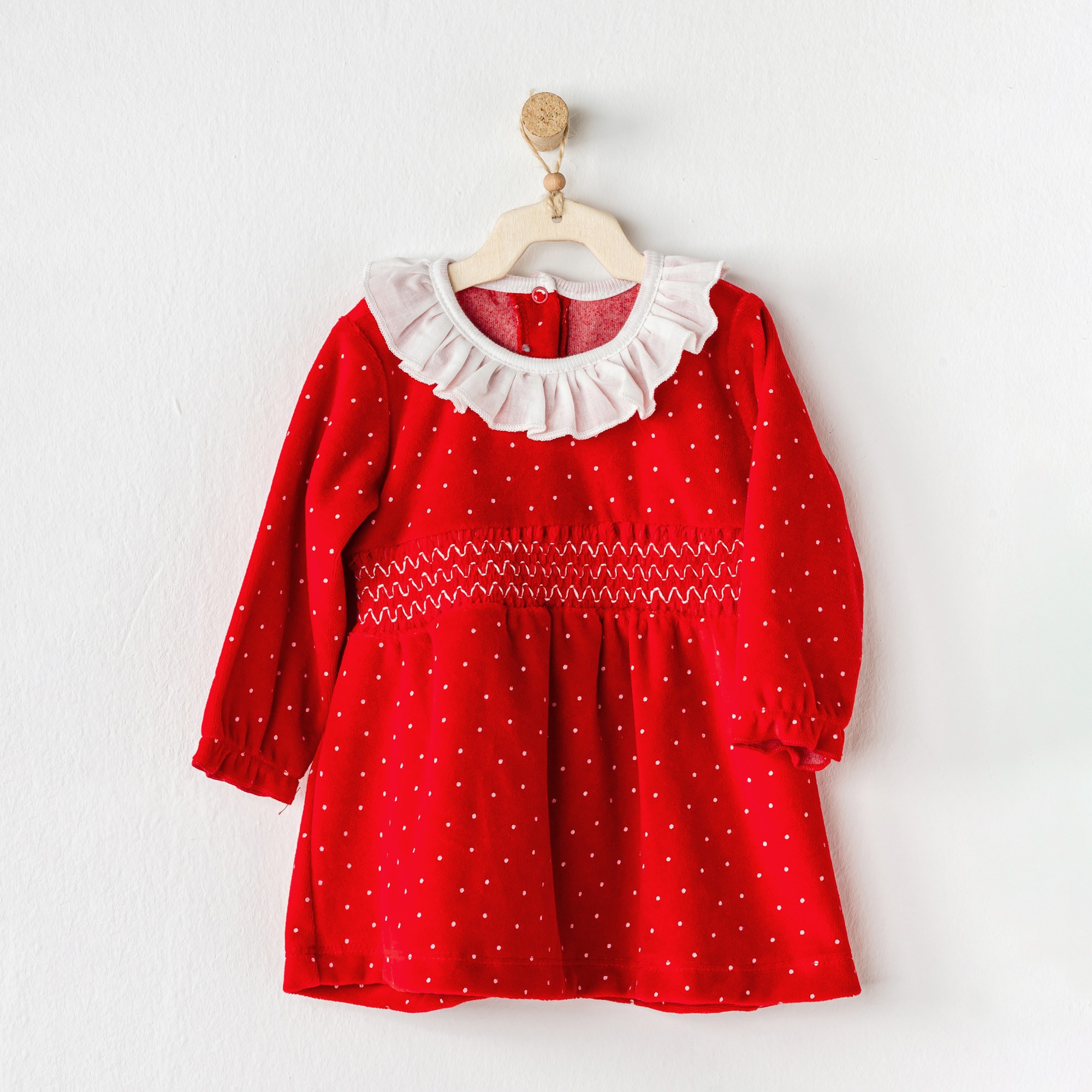 BEBEK ELBİSE  DRESS VELVET NEW YEAR - RED