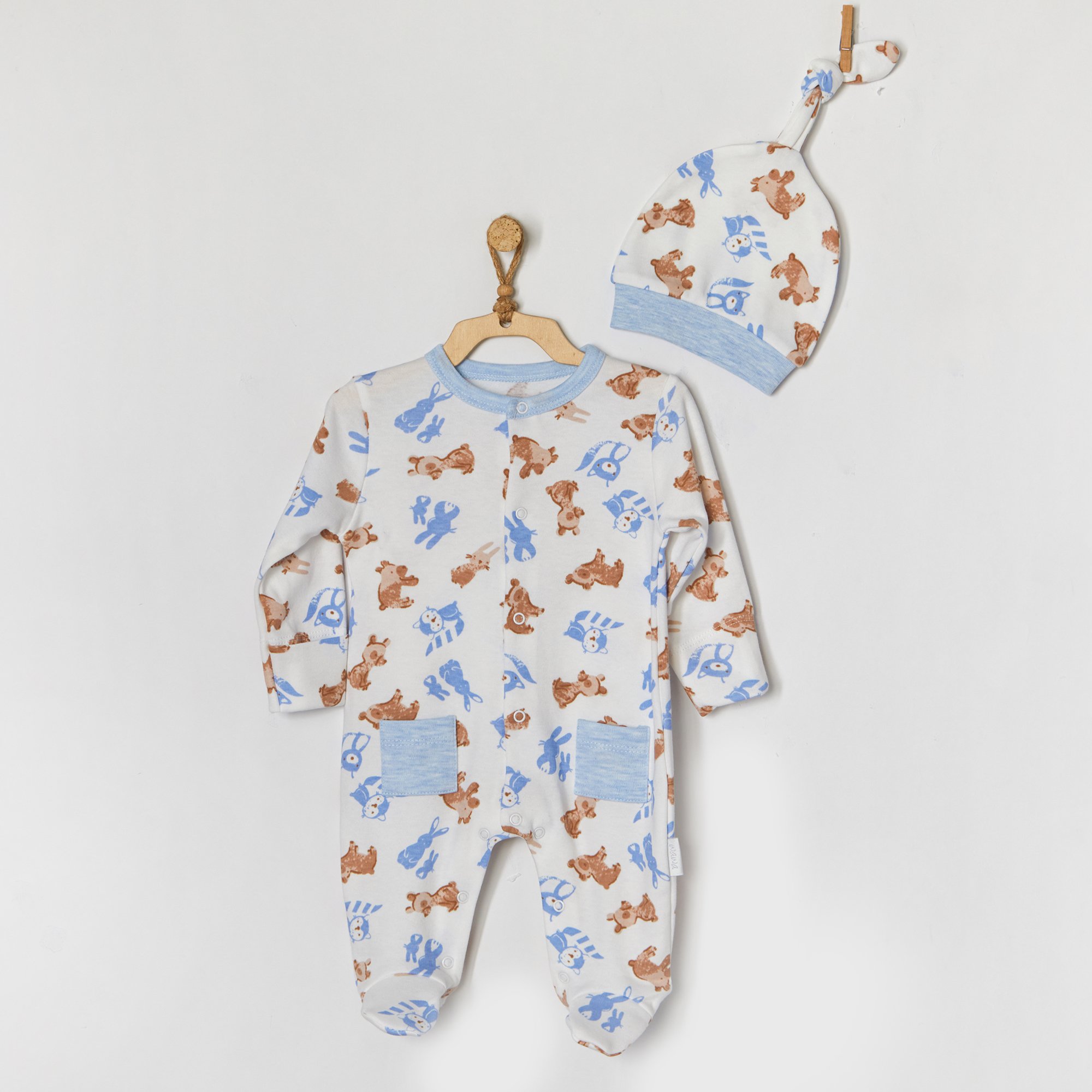 BEBEK TULUM TAKIM ROMPER HAT SET TINY BEAR&FRIENDS