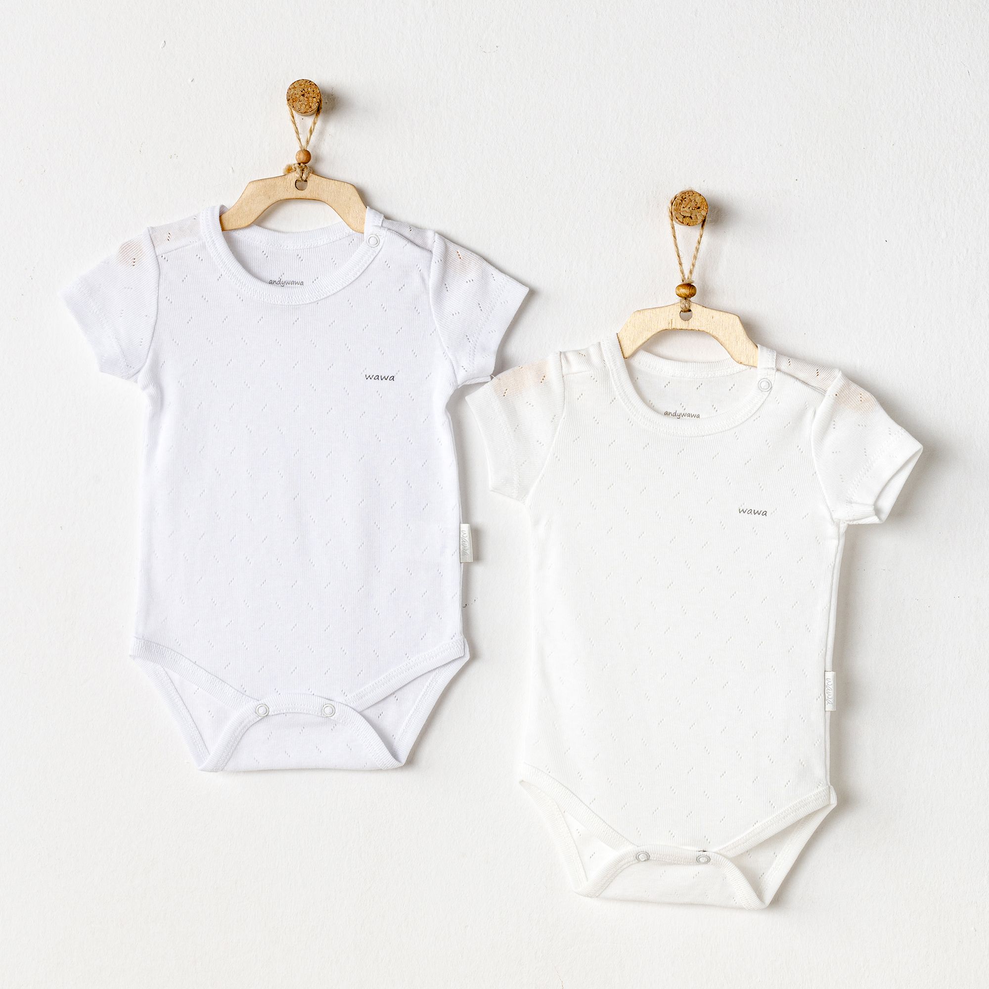 BEBEK BODY 2 PCS SHORT SLEEVE BODY JACQUARD BASIC - ECRU/WHITE