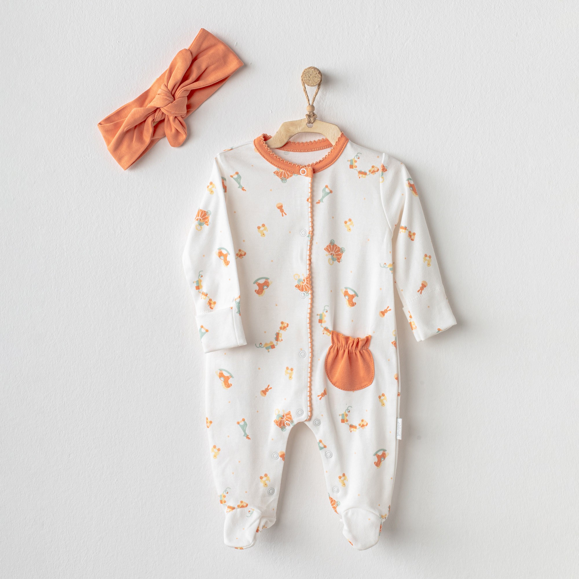 BEBEK TULUM BAND TAKIM ROMPER BAND SET CUTE PLAYMATE - ECRU