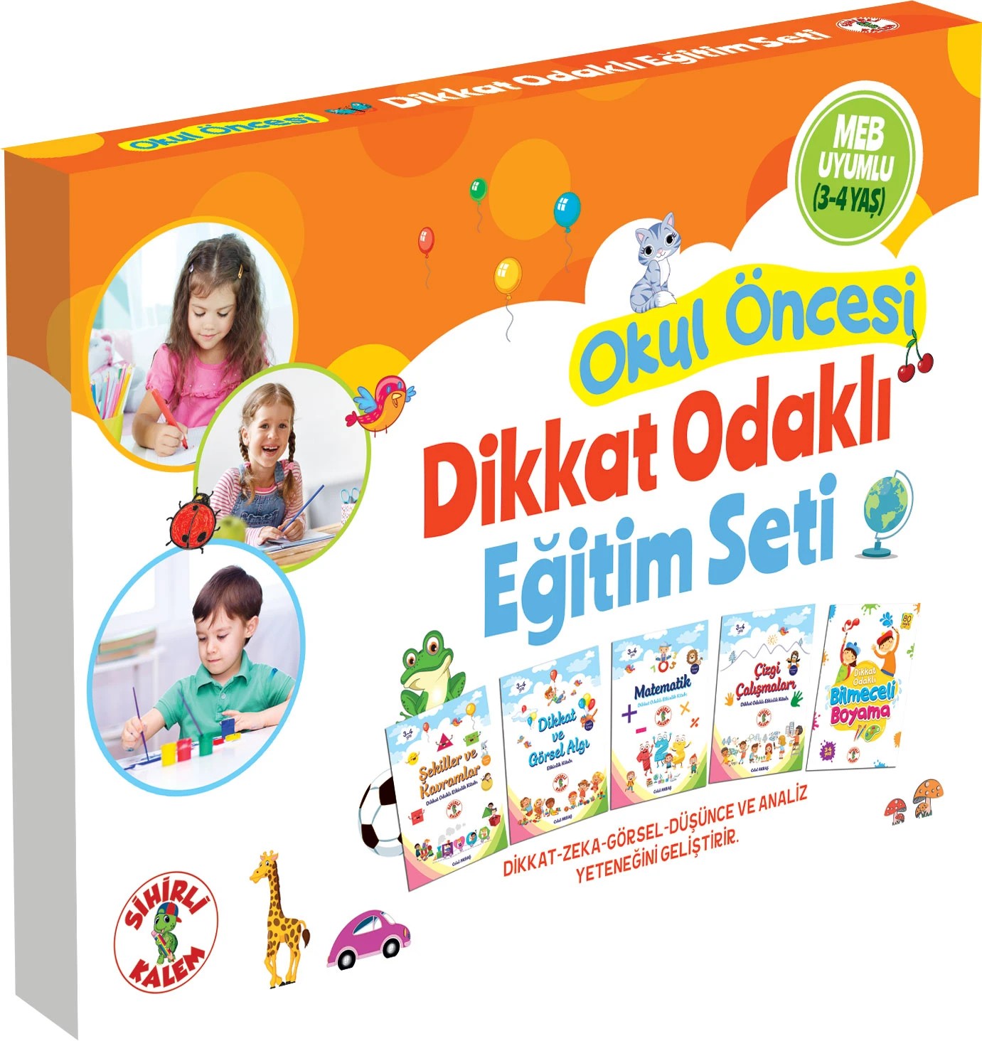 Dikkat Odaklı Eğitim Seti 3-4 yaş (5 kitap +Boy Ölçer+ Başarı Karnesi)