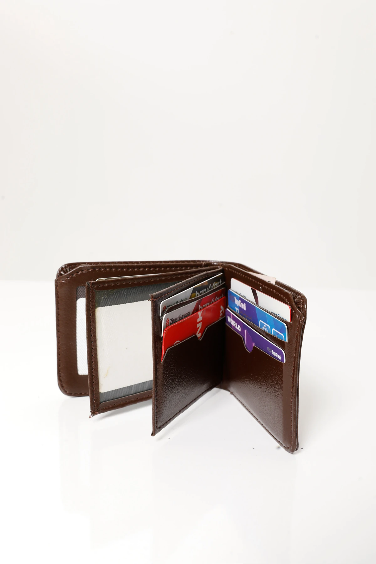 Erkek Kahverengi Vegan Deri Yatay Klasik Cüzdan