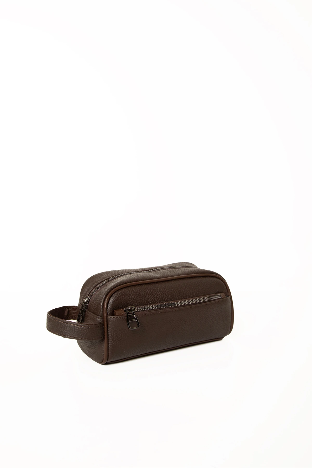 Lurtz Erkek Kahverengi Vegan Deri El Çantası – Fermuarlı Ön Cep, Dokulu Desen