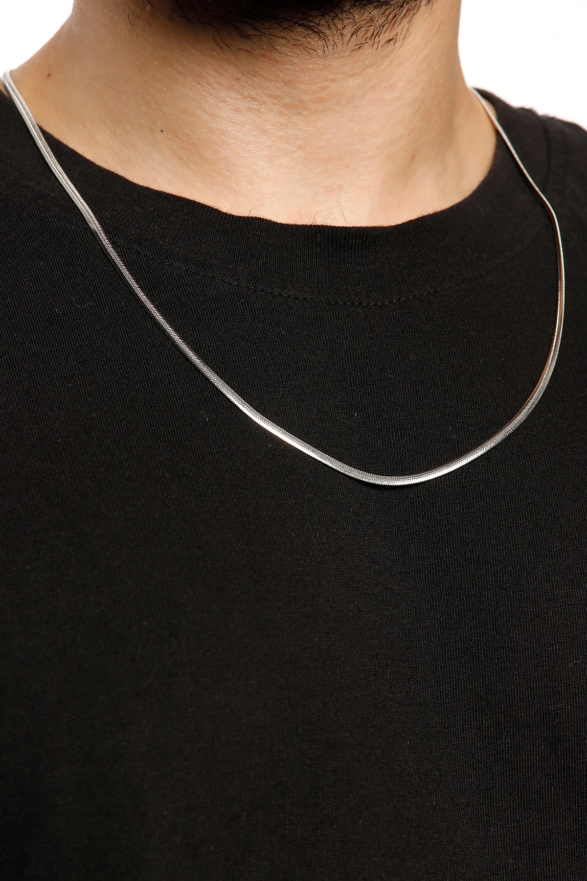 Mirkwood Erkek Gümüş Renk Italyan Hasır Paslanmaz Çelik Kolye