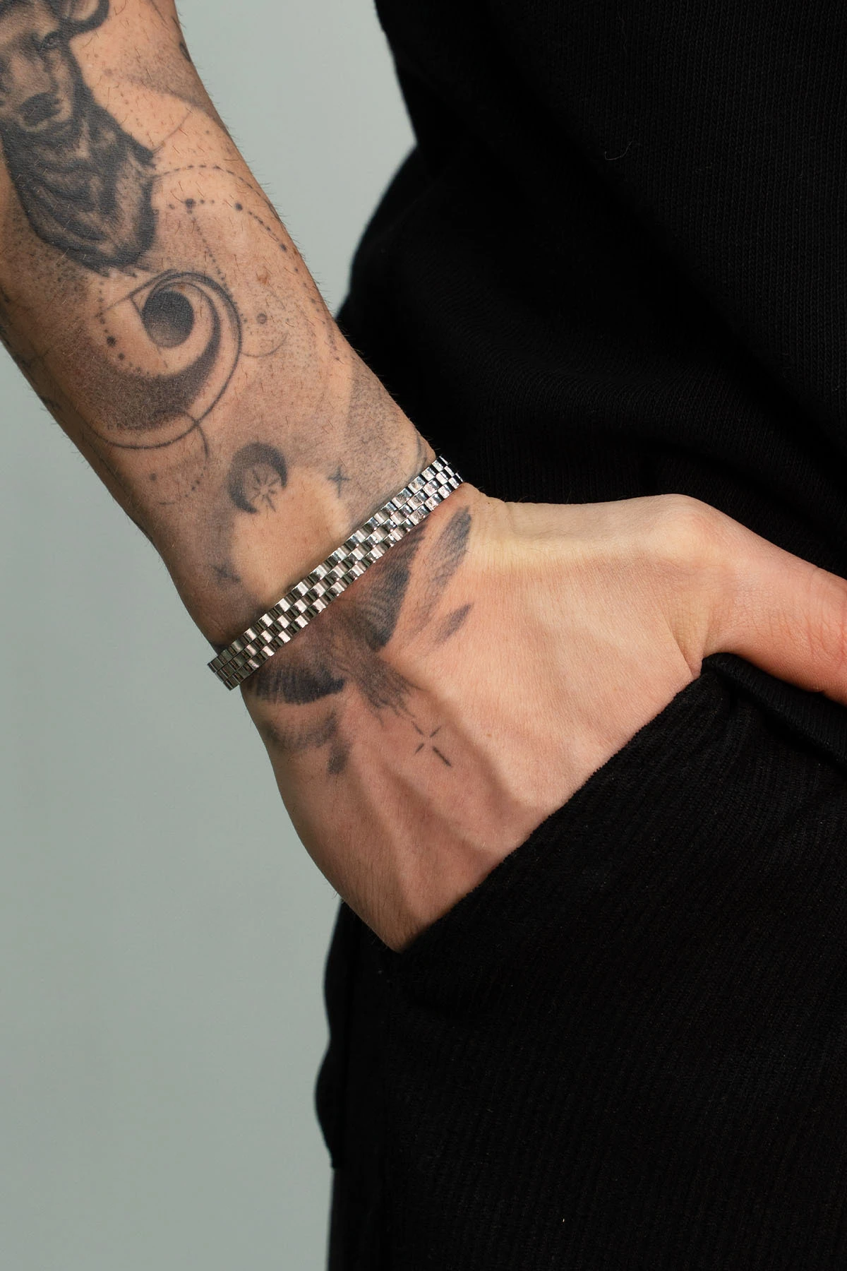 Erkek Gümüş Renk İtalyan Model Ayarlanabilir Kelepçe Bileklik