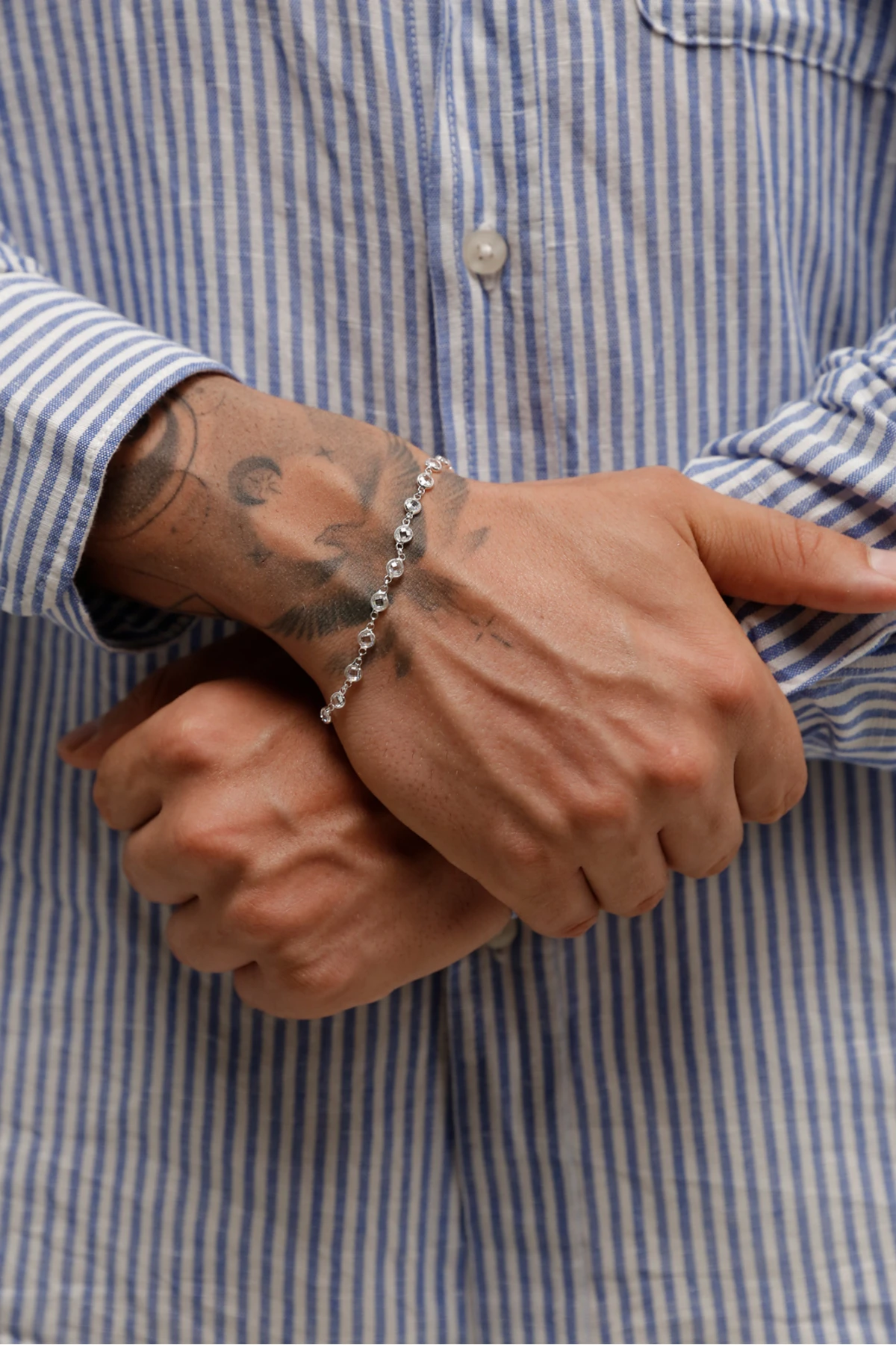 Feanor 925 Ayar Gümüş Erkek Bileklik – Beyaz Zirkon Taşlı