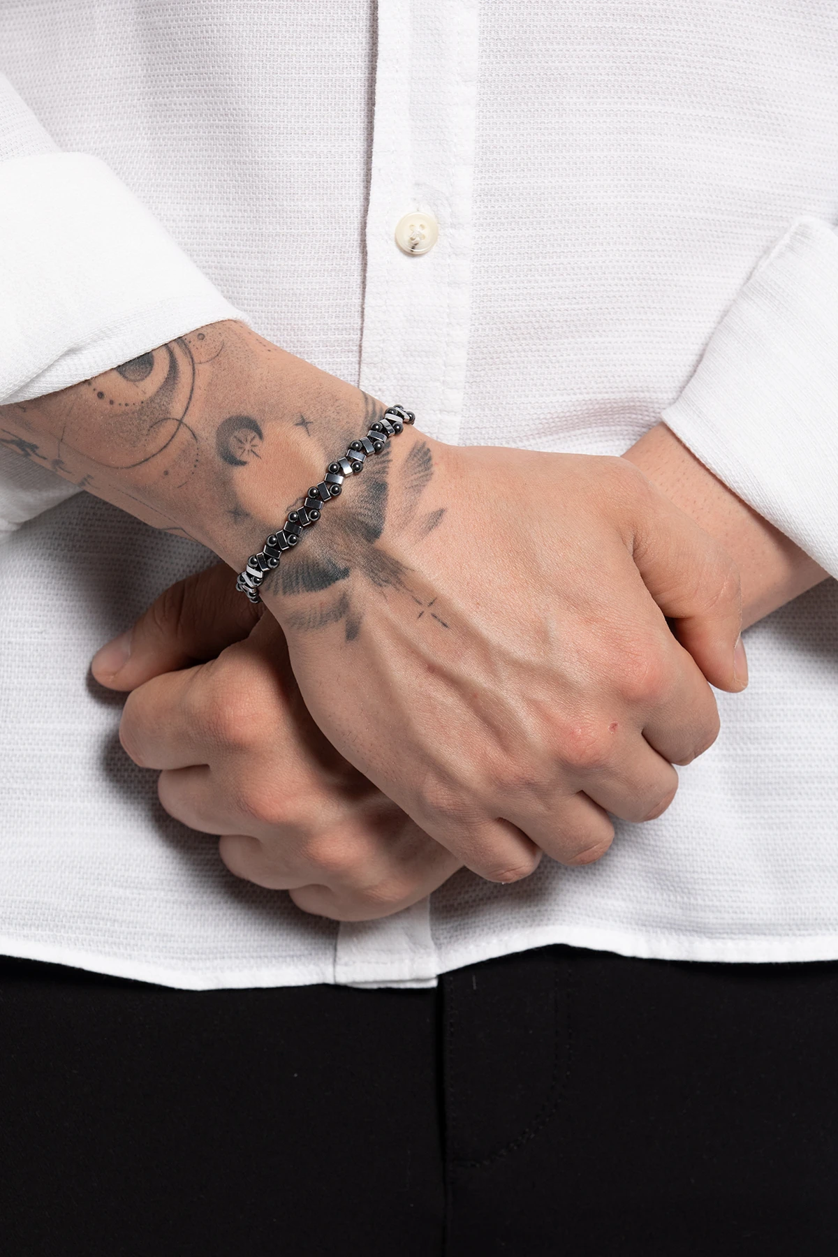 Narya Erkek Gri Renk Geometrik Zikzak Model Ayarlanabilir Makrome Örgü Bileklik