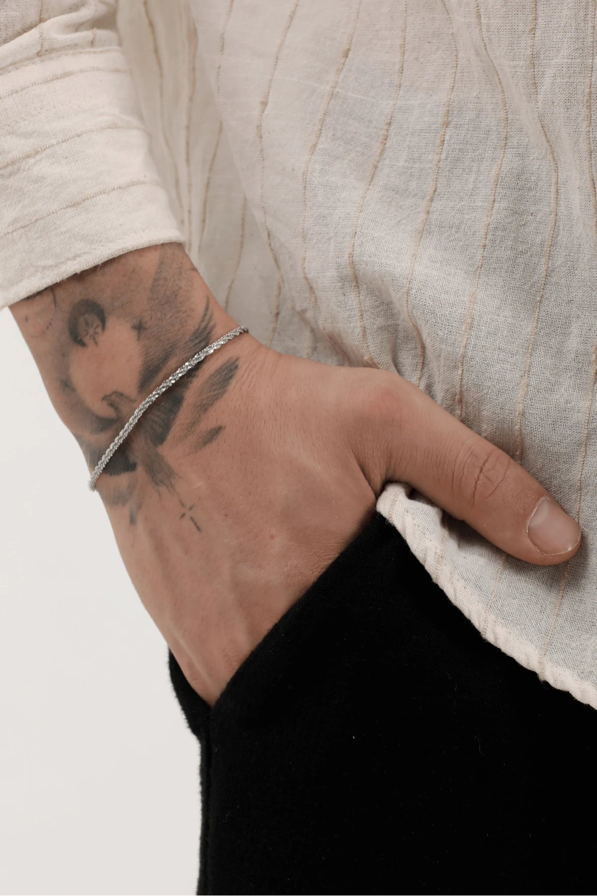 Erkek Paslanmaz Çelik İnce Elmas Kesim Zincir Bileklik