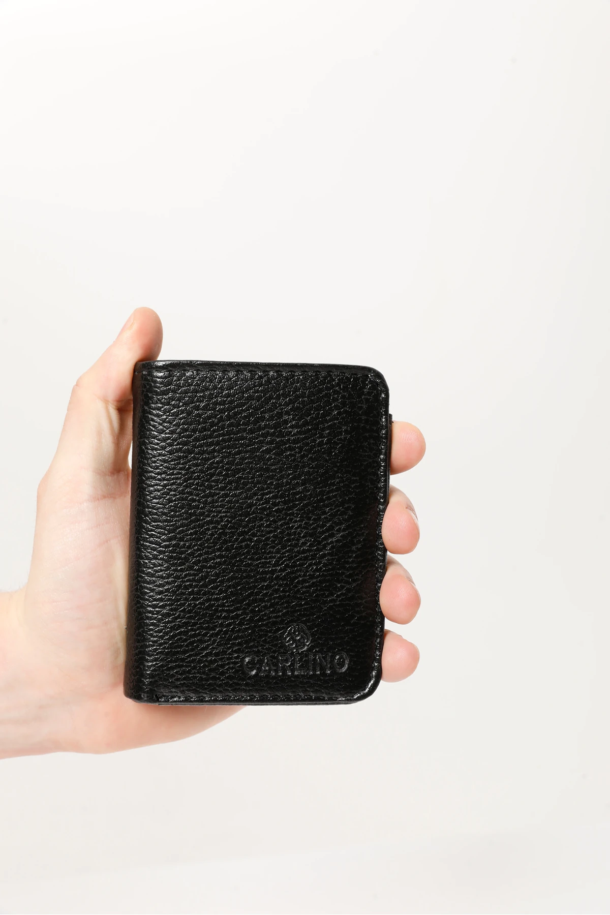 Erkek Siyah Vegan Deri Dikey Spor Cüzdan