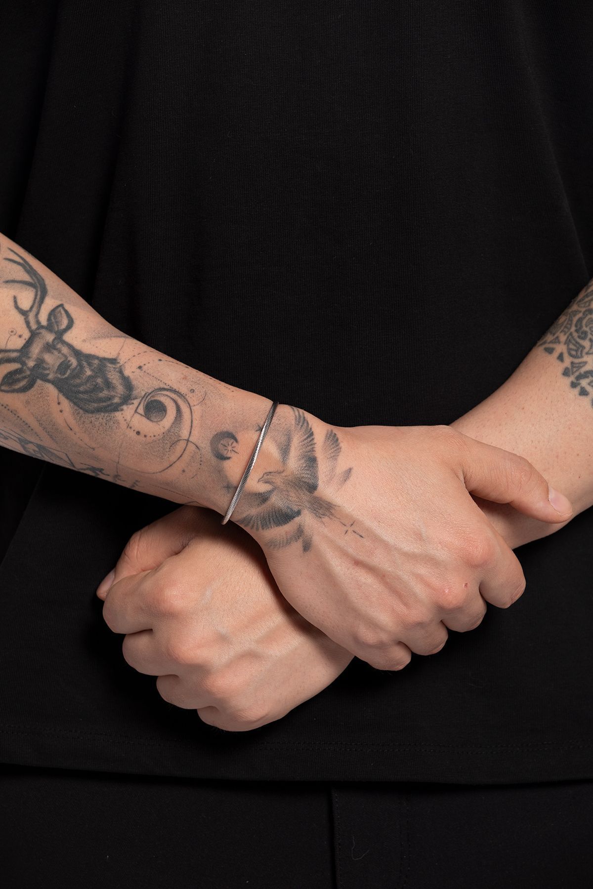 Eru Erkek Çivi Model Gümüş Renk Paslanmaz Ayarlanabilir Çelik Kelepçe Bileklik