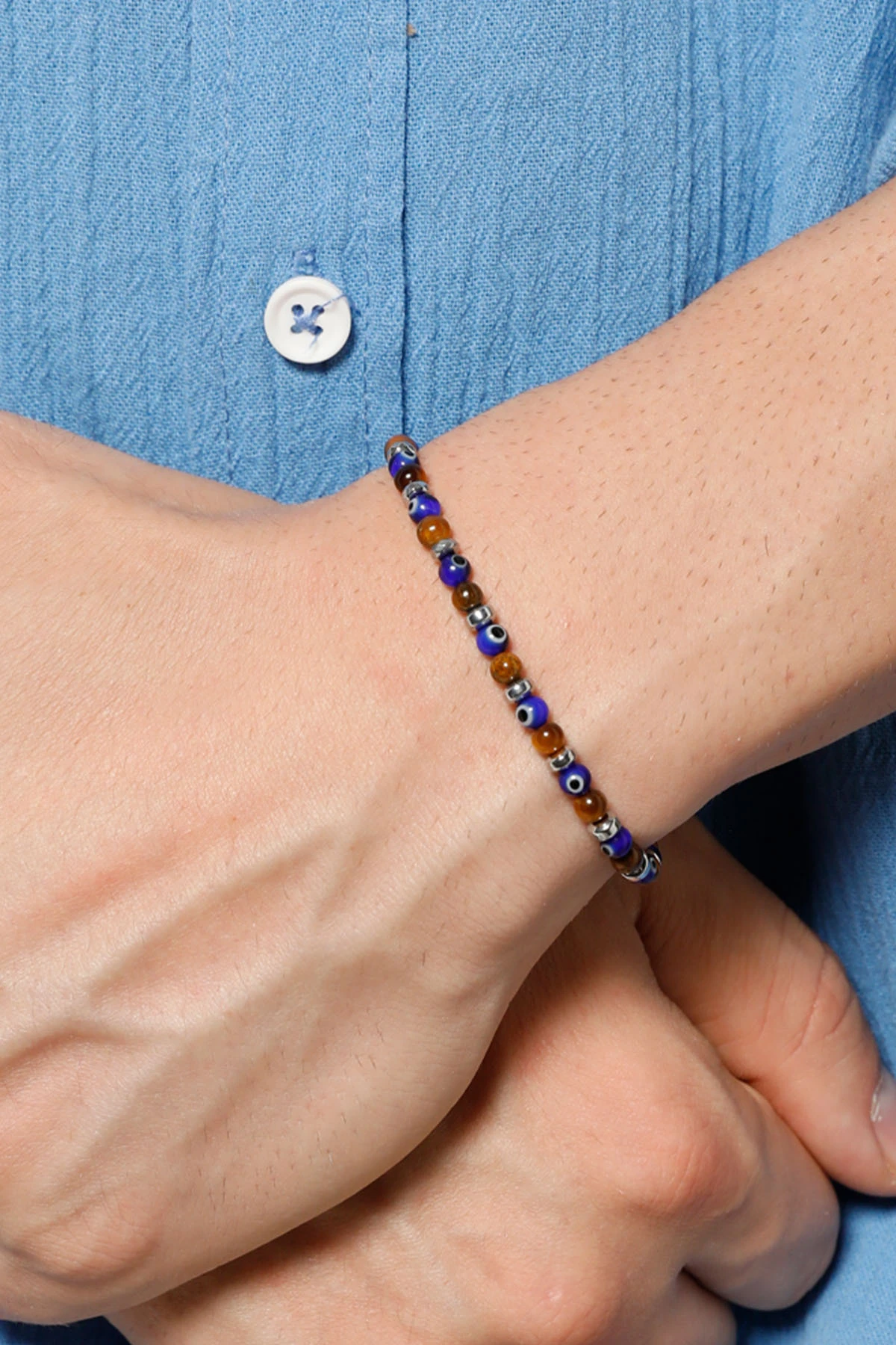 Rian Kaplan Gözü Nazar Boncuklu Unisex Ayarlanabilir Makrome Bileklik