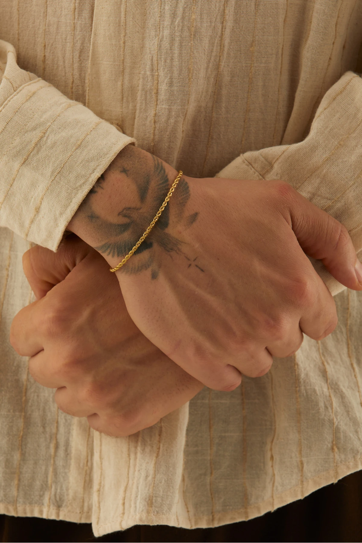 Nienna Erkek Gold Renk Ince Burgu Paslanmaz Çelik Bileklik