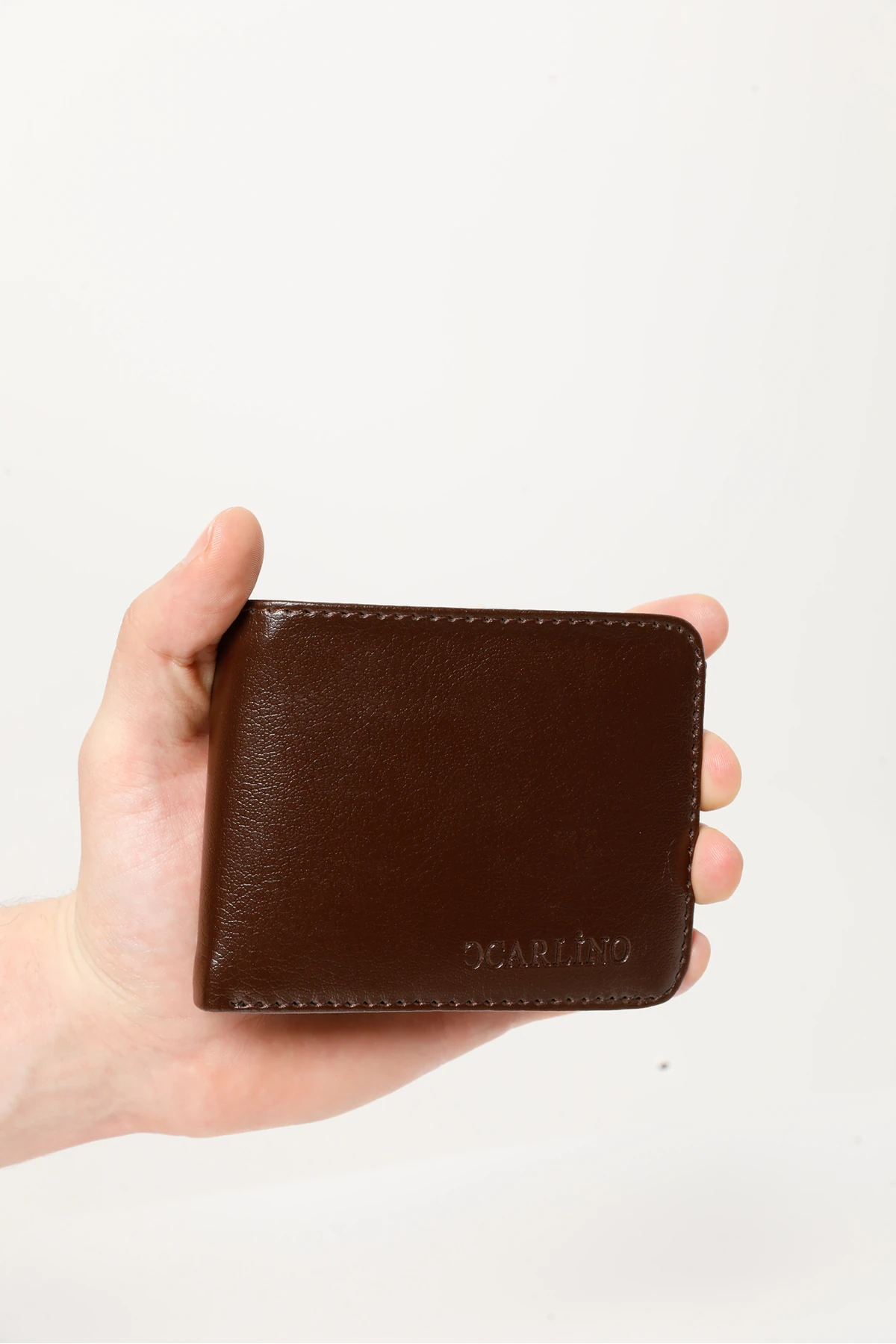 Erkek Kahverengi Vegan Deri Yatay Klasik Cüzdan