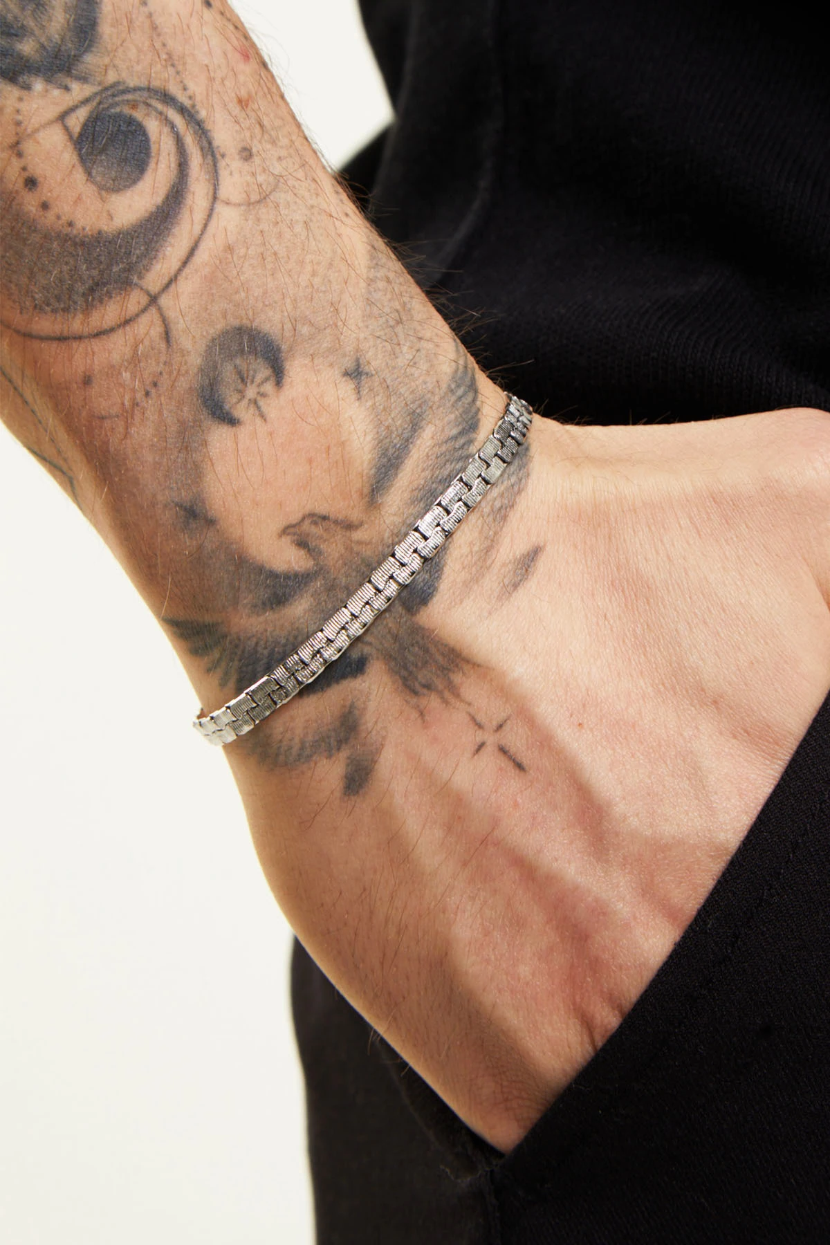 Erkek Özel Tasarım İtalyan Desenli Ezme Modeli Yeni Sezon Gümüş Renk Çelik Bileklik