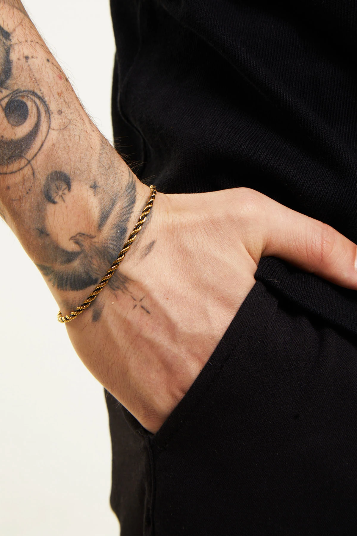 Crabbe Erkek Çift Renkli Kalın Burgu Altın-Siyah Paslanmaz Çelik Bileklik