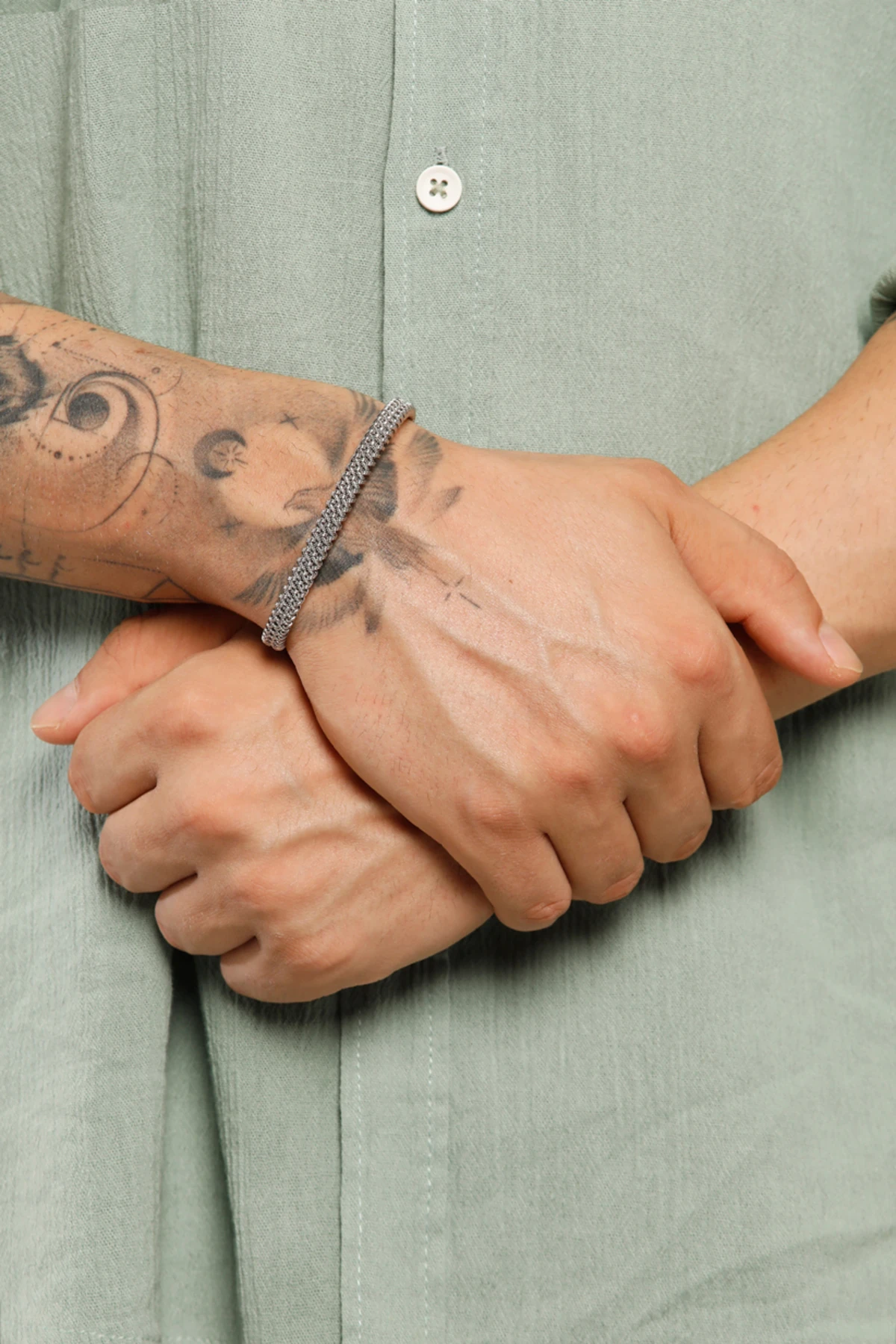 Criston Erkek Gümüş Renk Paslanmaz Çelik Kelepçe Bileklik