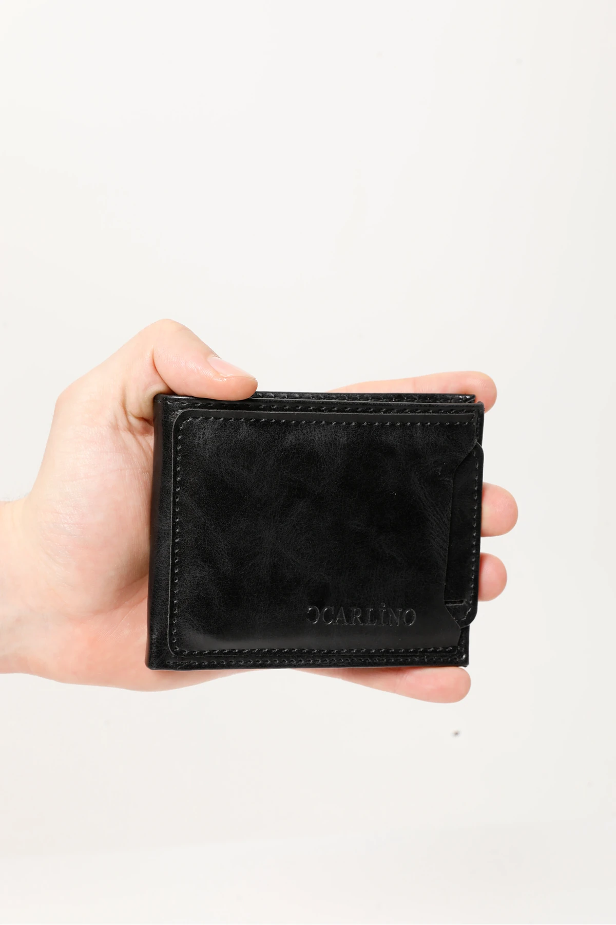 Erkek Siyah Vegan Deri Yatay Spor Cüzdan & Kartlık