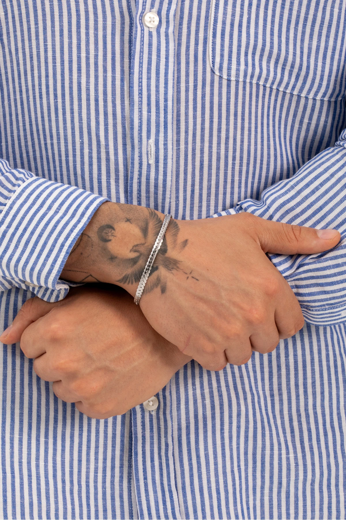 Alatar Erkek Gümüş Renk Snake Model Paslanmaz Çelik Bileklik