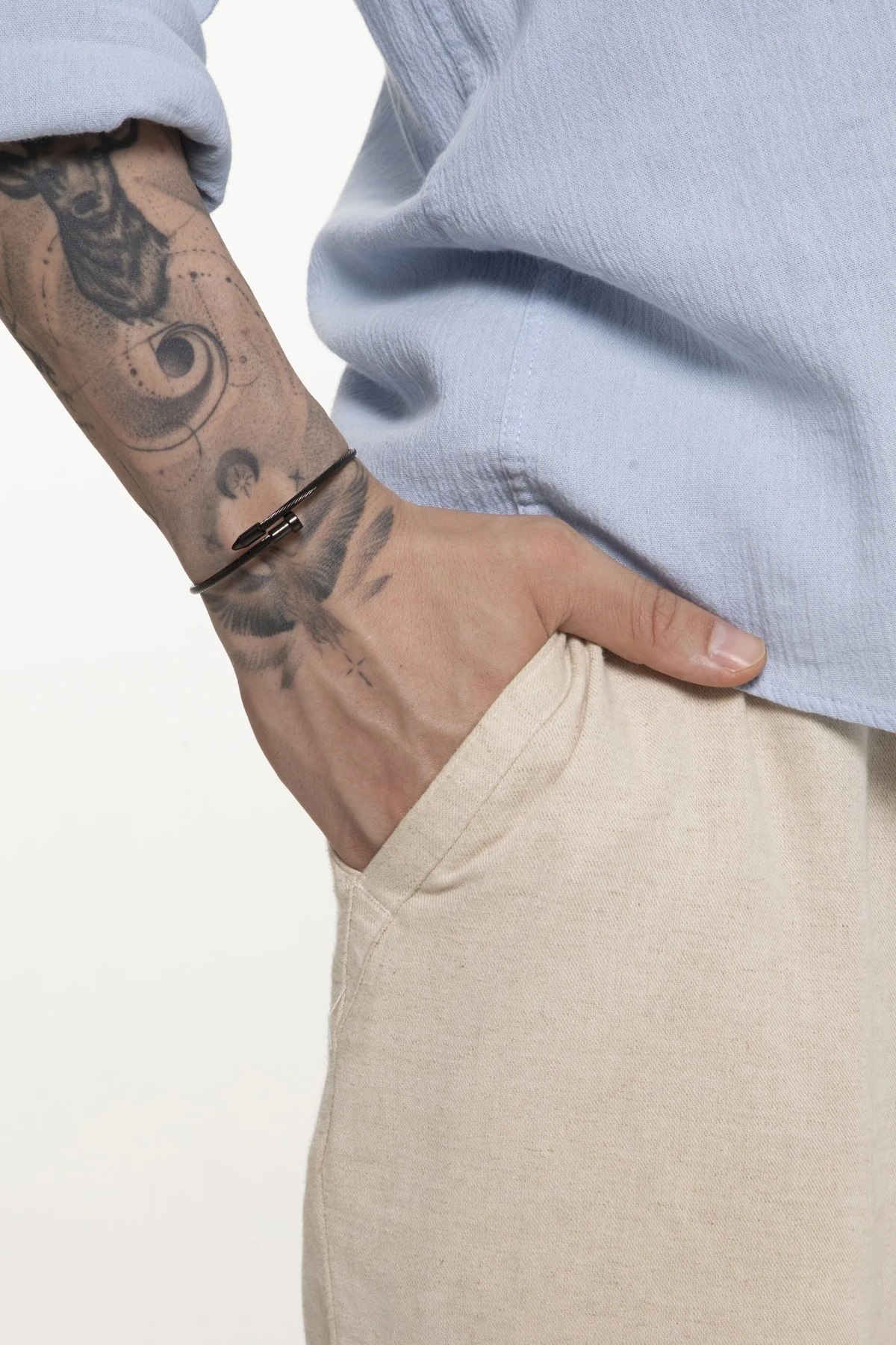 Erkek Siyah Renk Paslanmaz Ayarlanabilir Çelik Kelepçe Bileklik