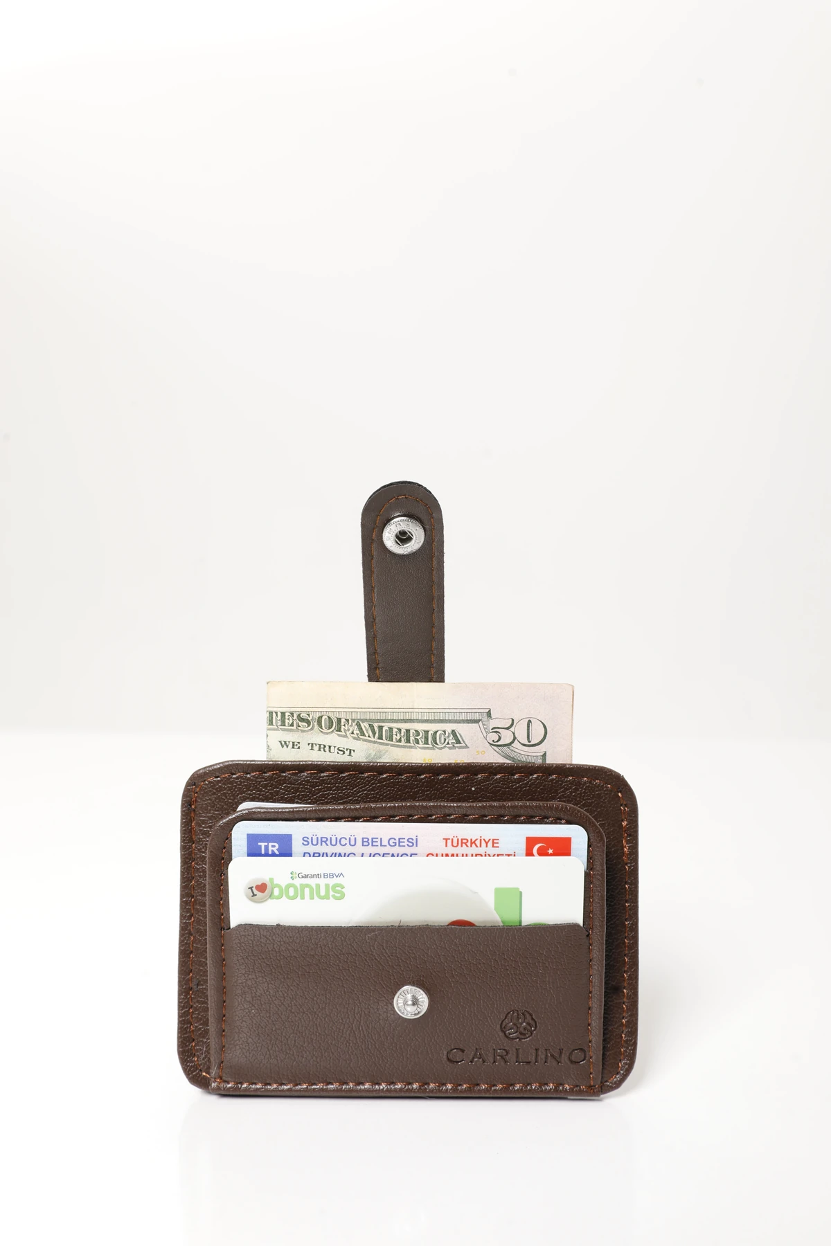 Erkek Kahverengi Vegan Deri Spor Kartlık