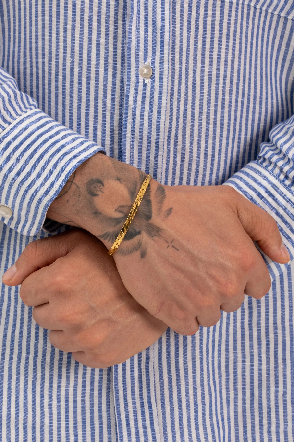 Diggory Erkek Altın Renk Ezme Snake Model Paslanmaz Çelik Bileklik