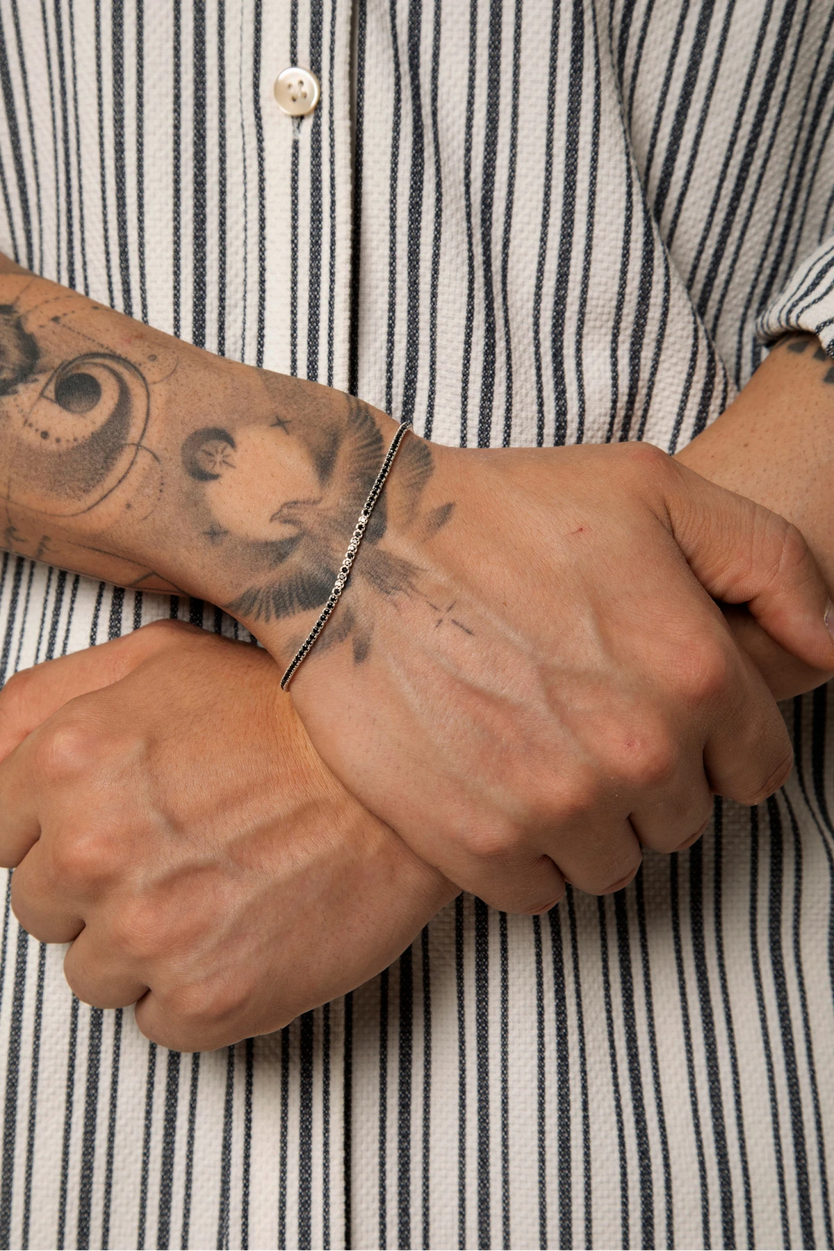 Thu 925 Ayar Gümüş Siyah Zirkon Taşlı Yu Yolu Erkek Bileklik